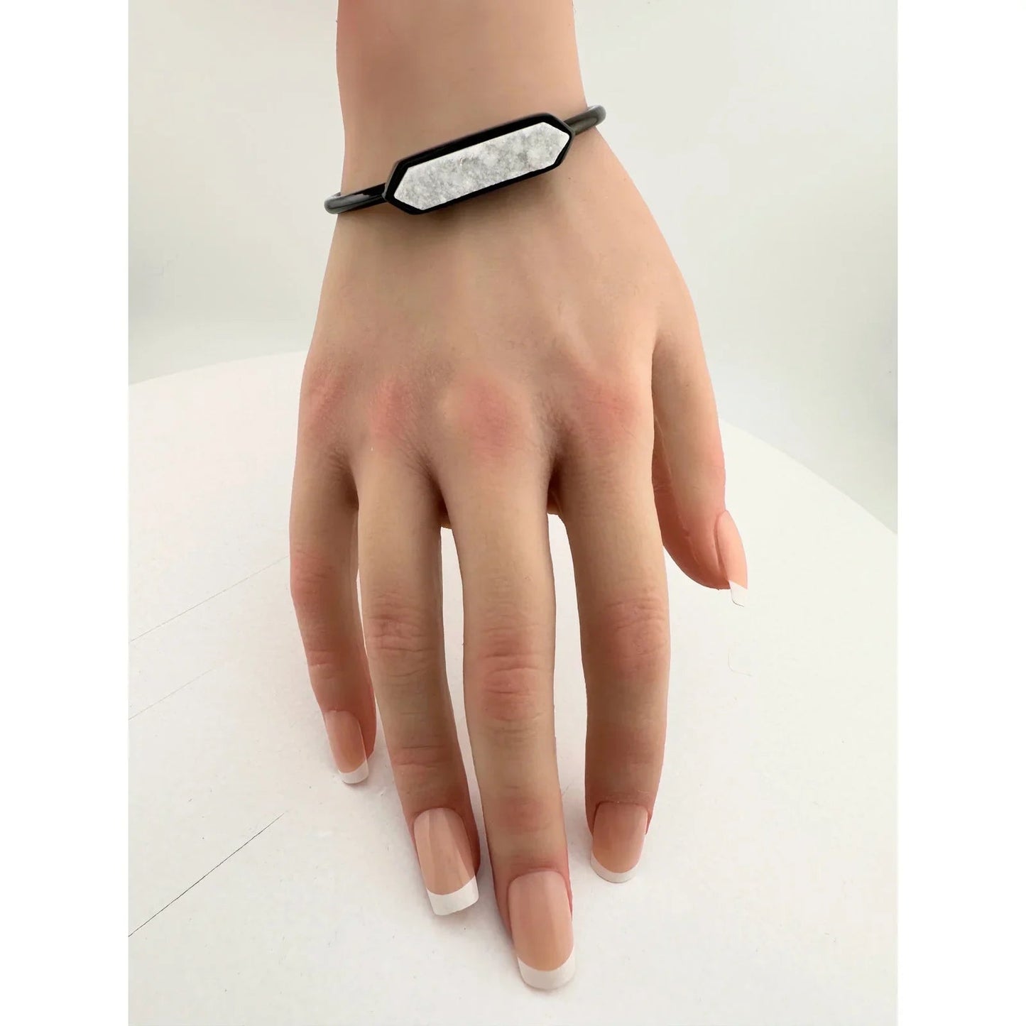 Black Ondine White Quartz Bangle Bracelet - Kinsley Armelle - Bracelet - A+ Stuff