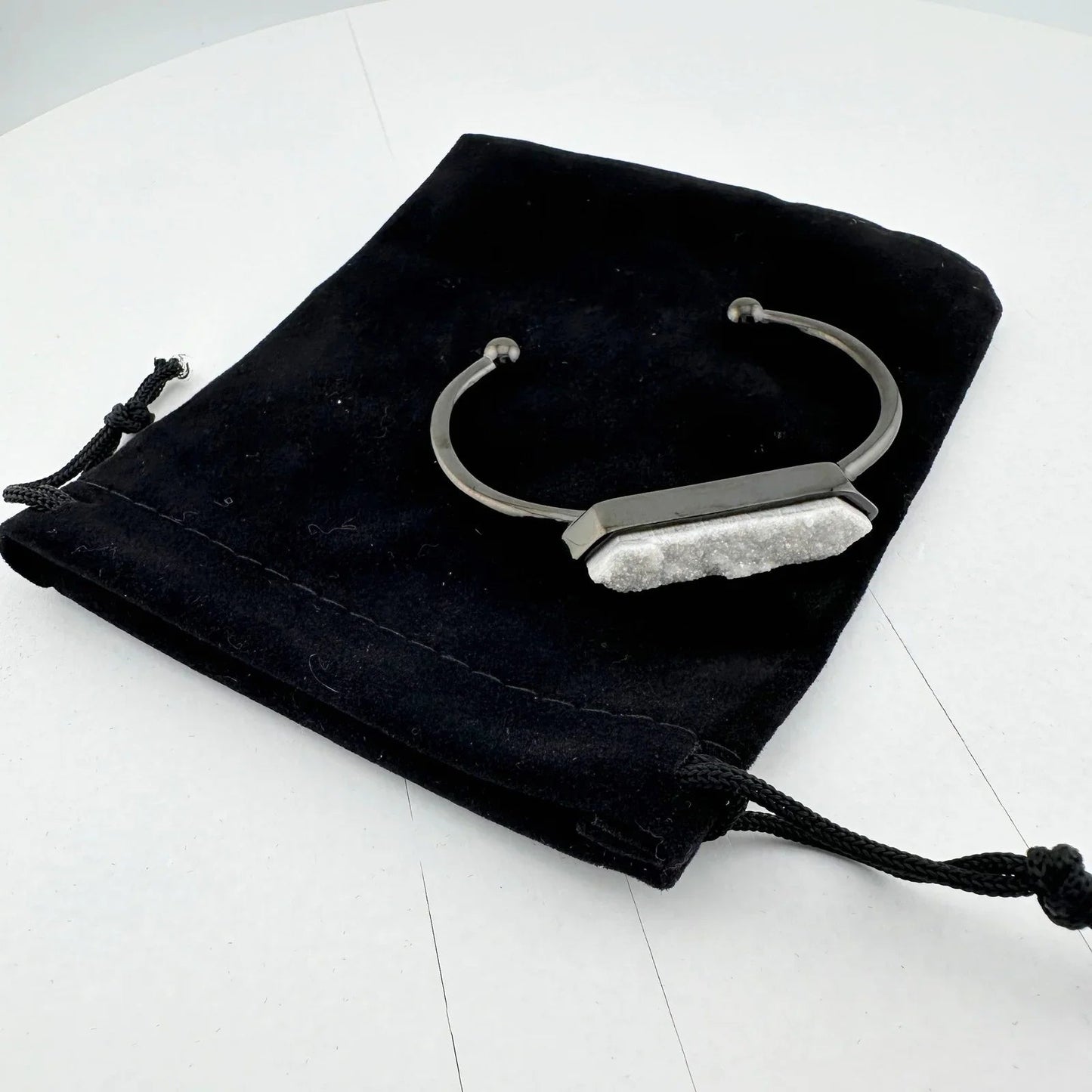 Black Ondine White Quartz Bangle Bracelet - Kinsley Armelle - Bracelet - A+ Stuff