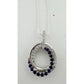 Blue and White Sapphire (Lab Created) Interlocking Loops Pendant with Necklace - A+ Stuff
