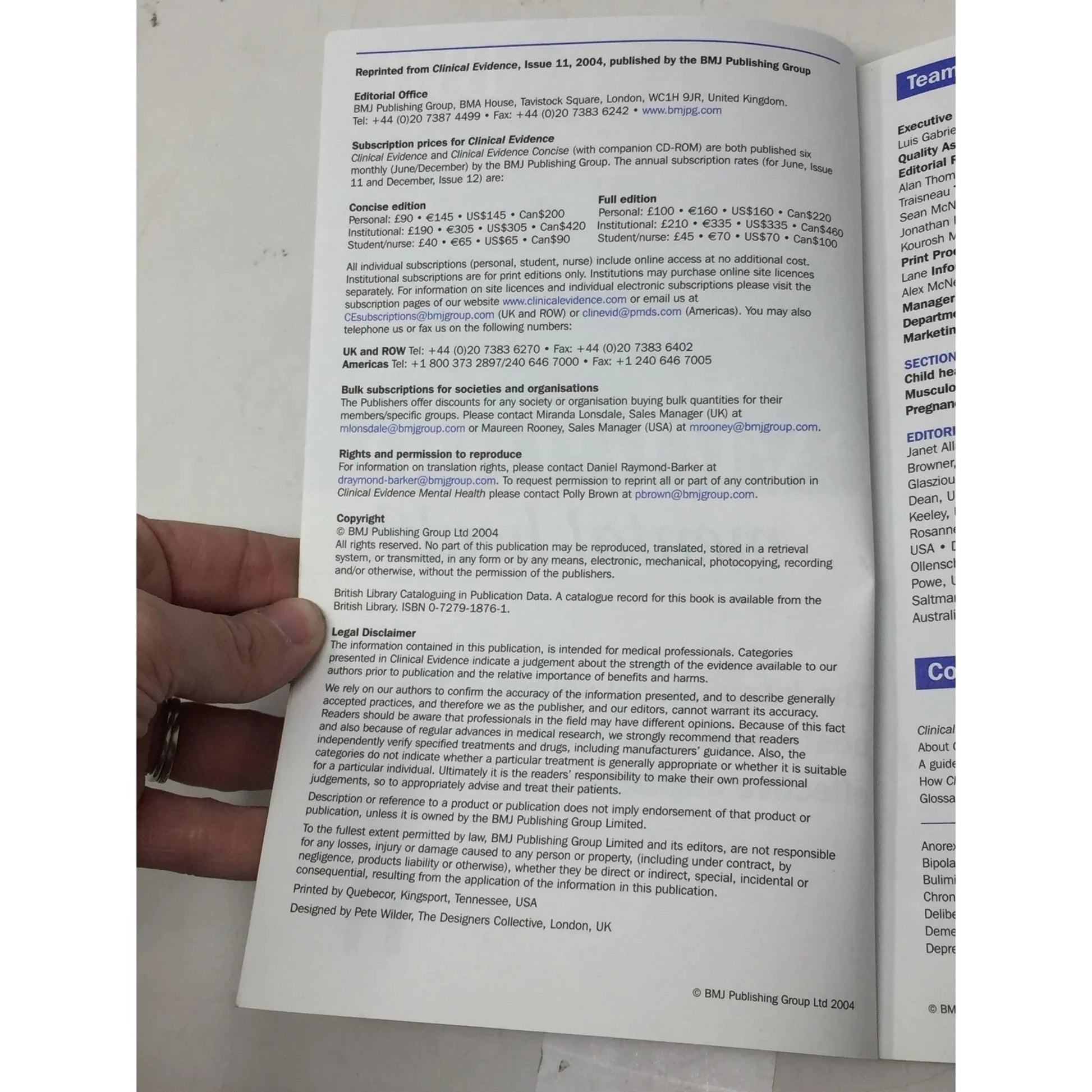 BMJ Clinical Evidence Mental Health Softcover Book - A+ Stuff - Books - A+ Stuff