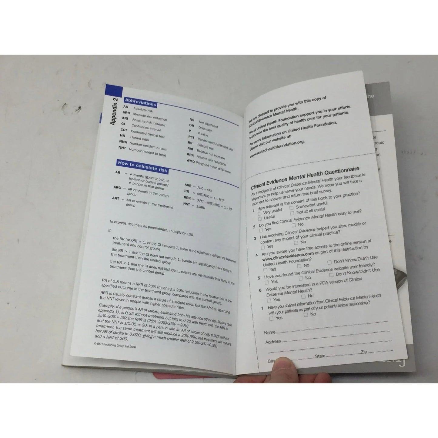 BMJ Clinical Evidence Mental Health Softcover Book - A+ Stuff - Books - A+ Stuff
