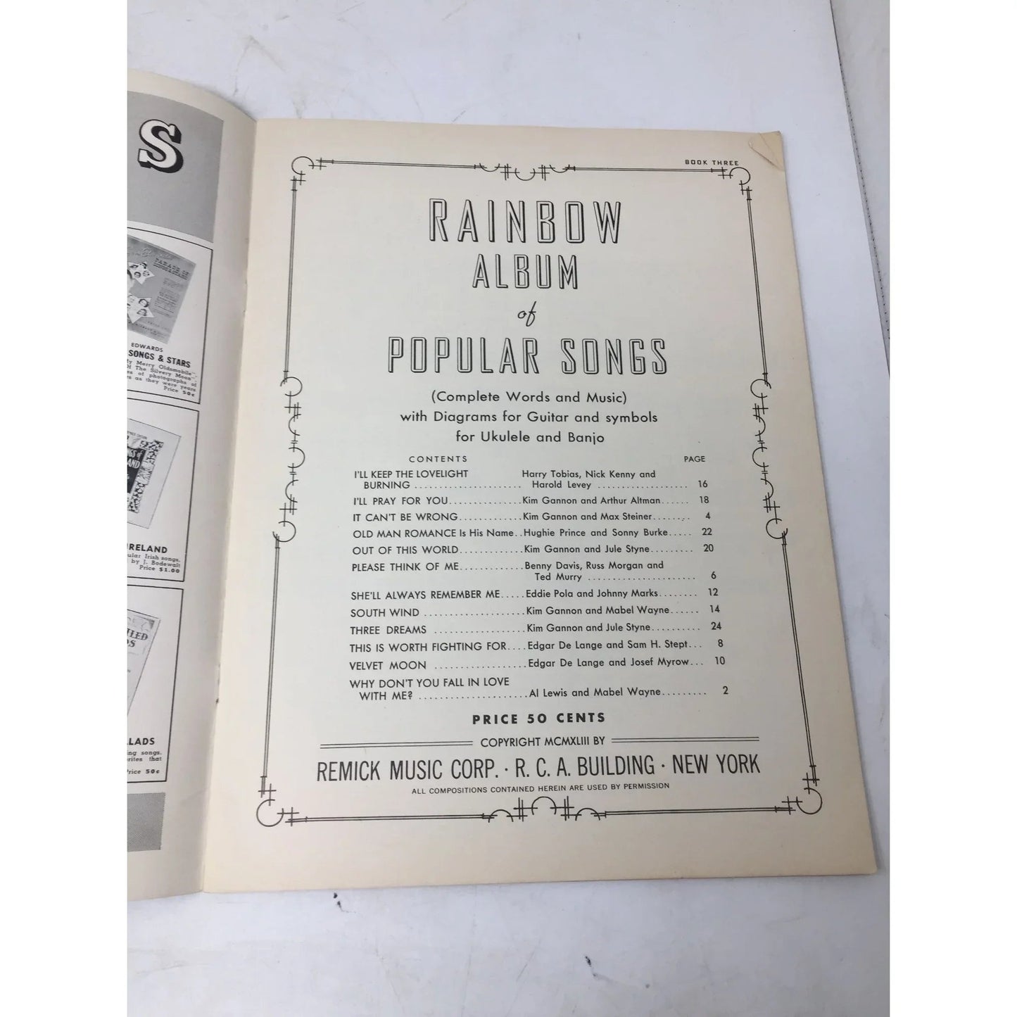 Book 3 Rainbow Album of Popular Songs Complete Words & Music - A+ Stuff - sheet music - A+ Stuff