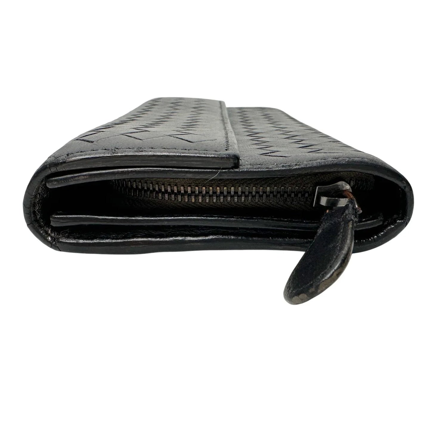 Bottega Veneta Intrecciato Woven Black Leather Long Flap Wallet - Bottega Veneta - Womens Wallet - A+ Stuff
