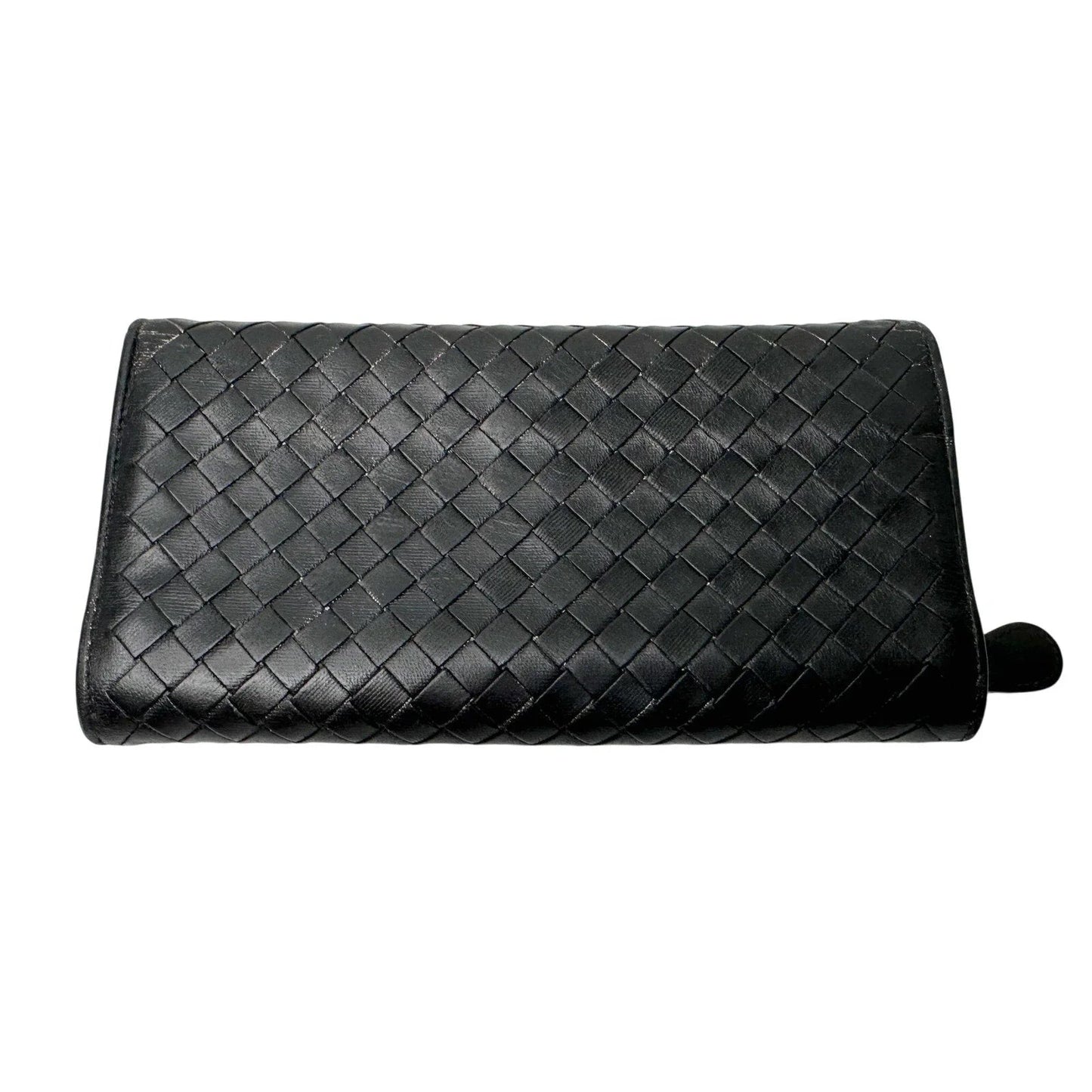 Bottega Veneta Intrecciato Woven Black Leather Long Flap Wallet - Bottega Veneta - Womens Wallet - A+ Stuff