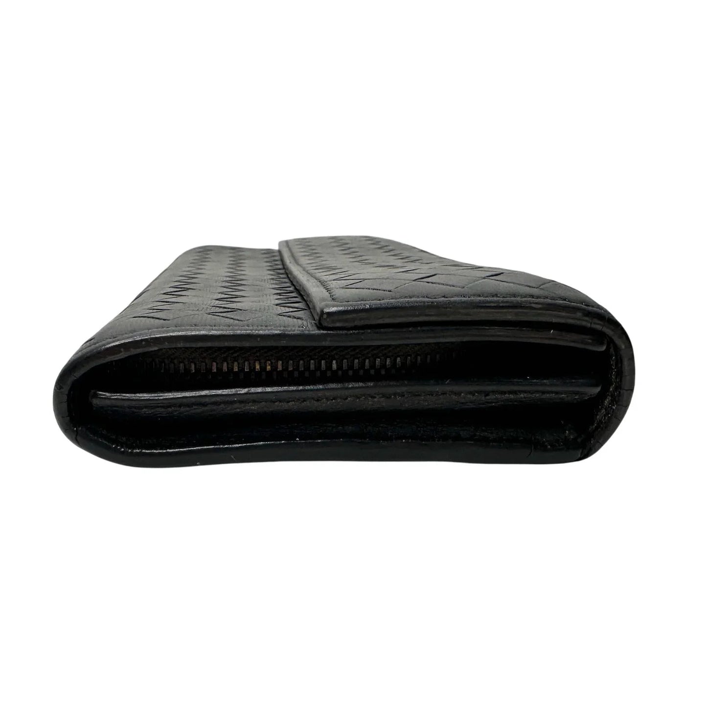 Bottega Veneta Intrecciato Woven Black Leather Long Flap Wallet - Bottega Veneta - Womens Wallet - A+ Stuff