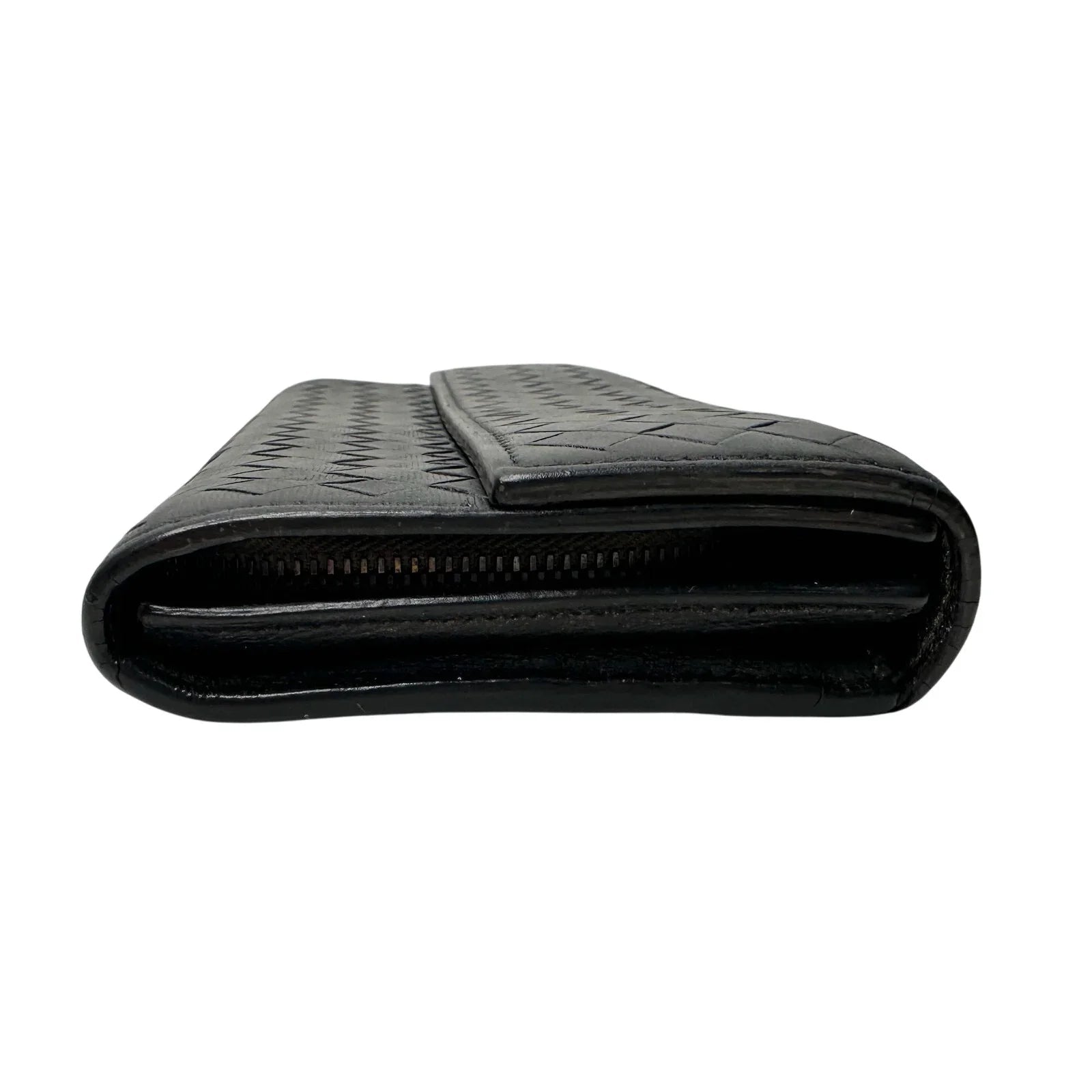 Bottega Veneta Intrecciato Woven Black Leather Long Flap Wallet - Bottega Veneta - Womens Wallet - A+ Stuff