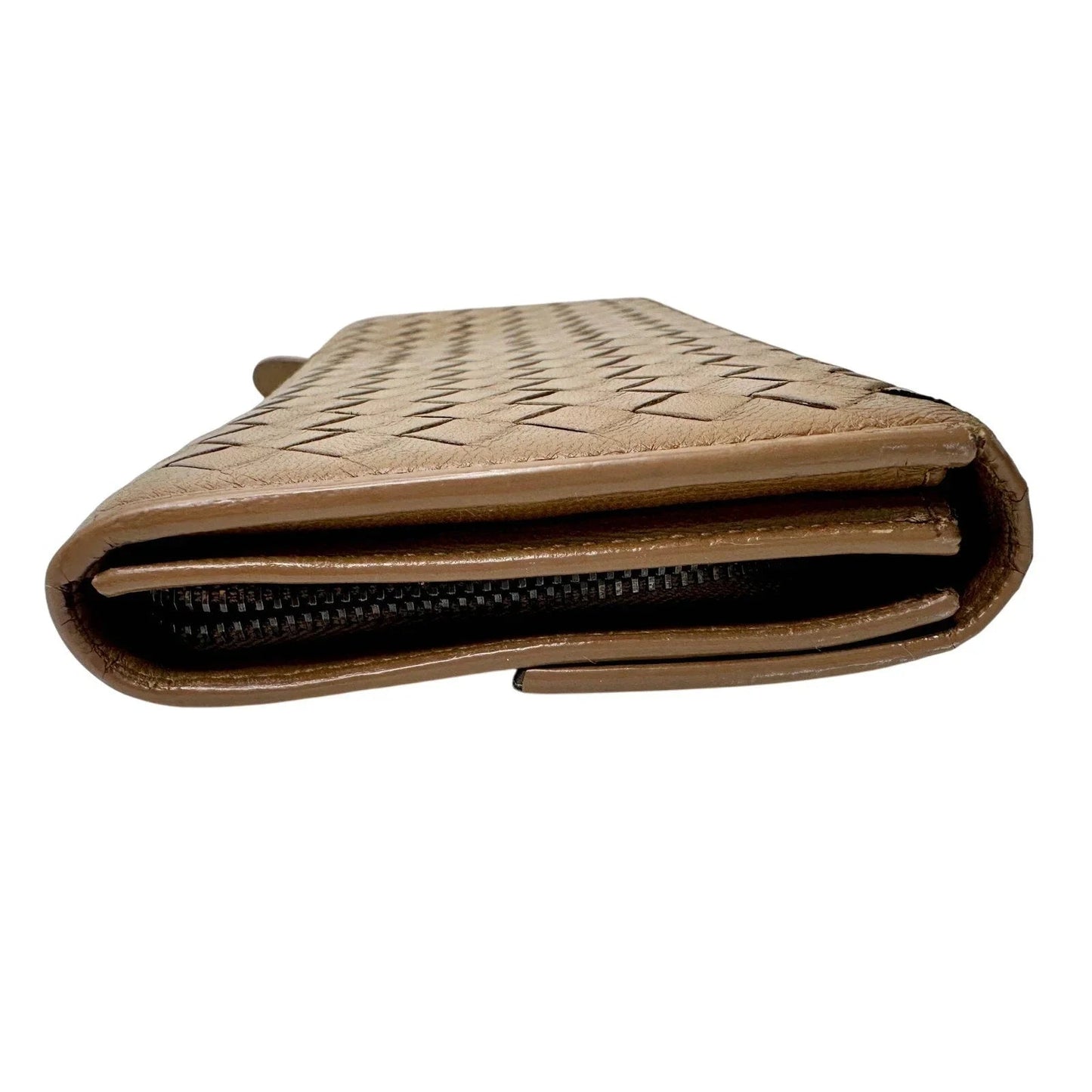 Bottega Veneta Intrecciato Woven Tan Leather Long Flap Wallet - Bottega Veneta - Women's Long Wallet - A+ Stuff