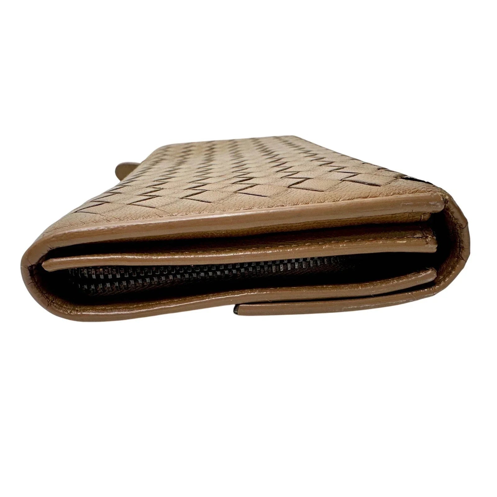 Bottega Veneta Intrecciato Woven Tan Leather Long Flap Wallet - Bottega Veneta - Women's Long Wallet - A+ Stuff
