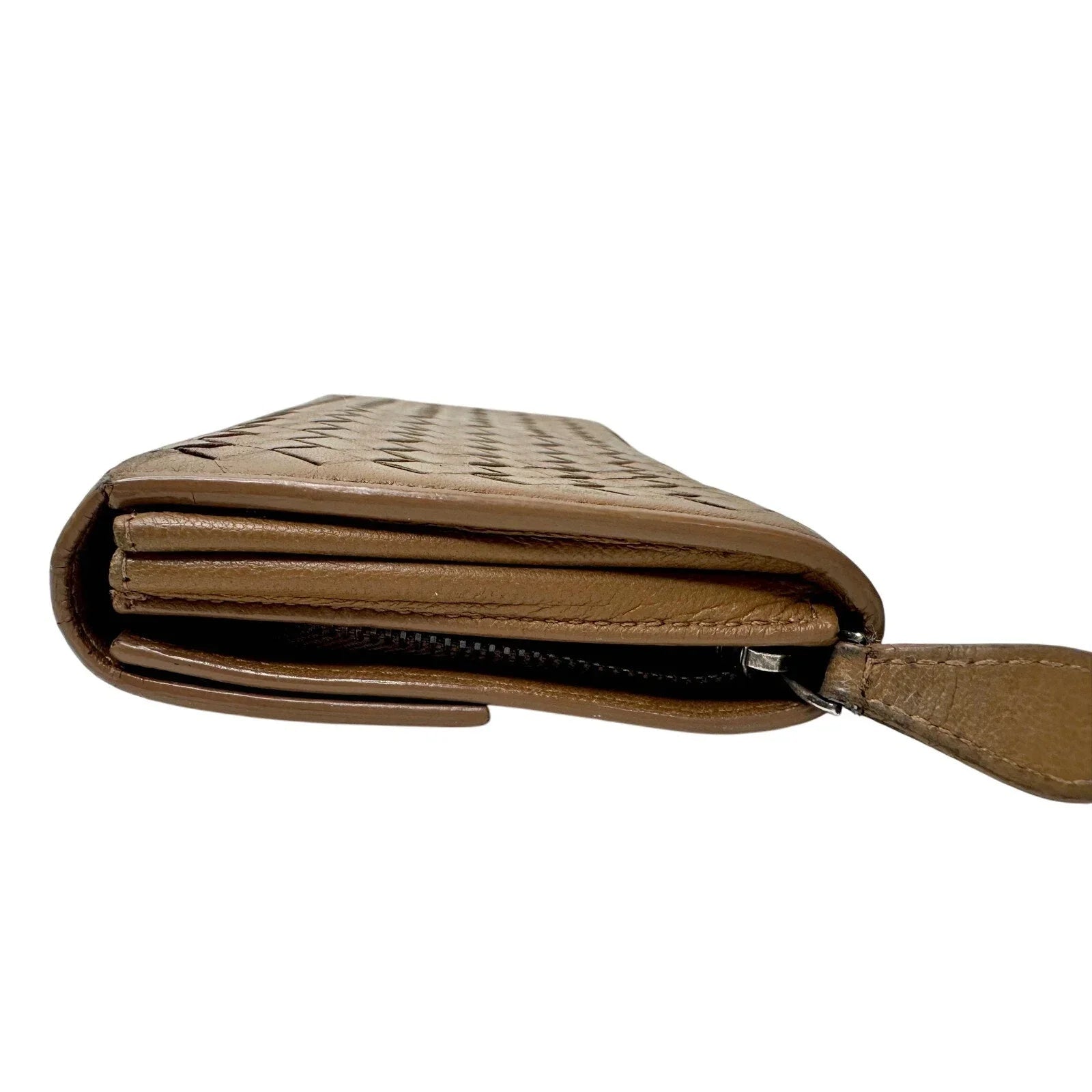 Bottega Veneta Intrecciato Woven Tan Leather Long Flap Wallet - Bottega Veneta - Women's Long Wallet - A+ Stuff