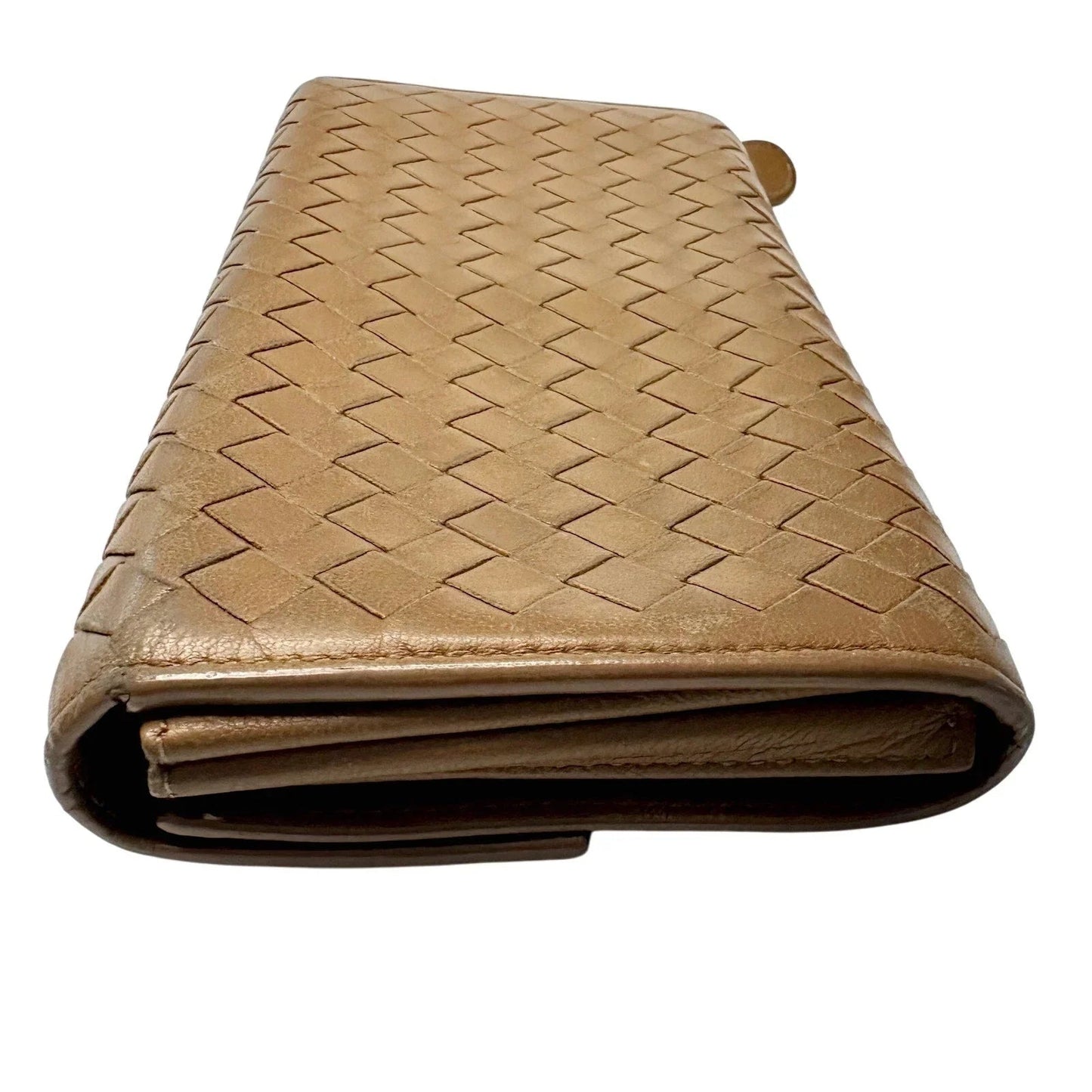 Bottega Veneta Intrecciato Woven Tan Leather Long Flap Wallet - Bottega Veneta - Women's Long Wallet - A+ Stuff