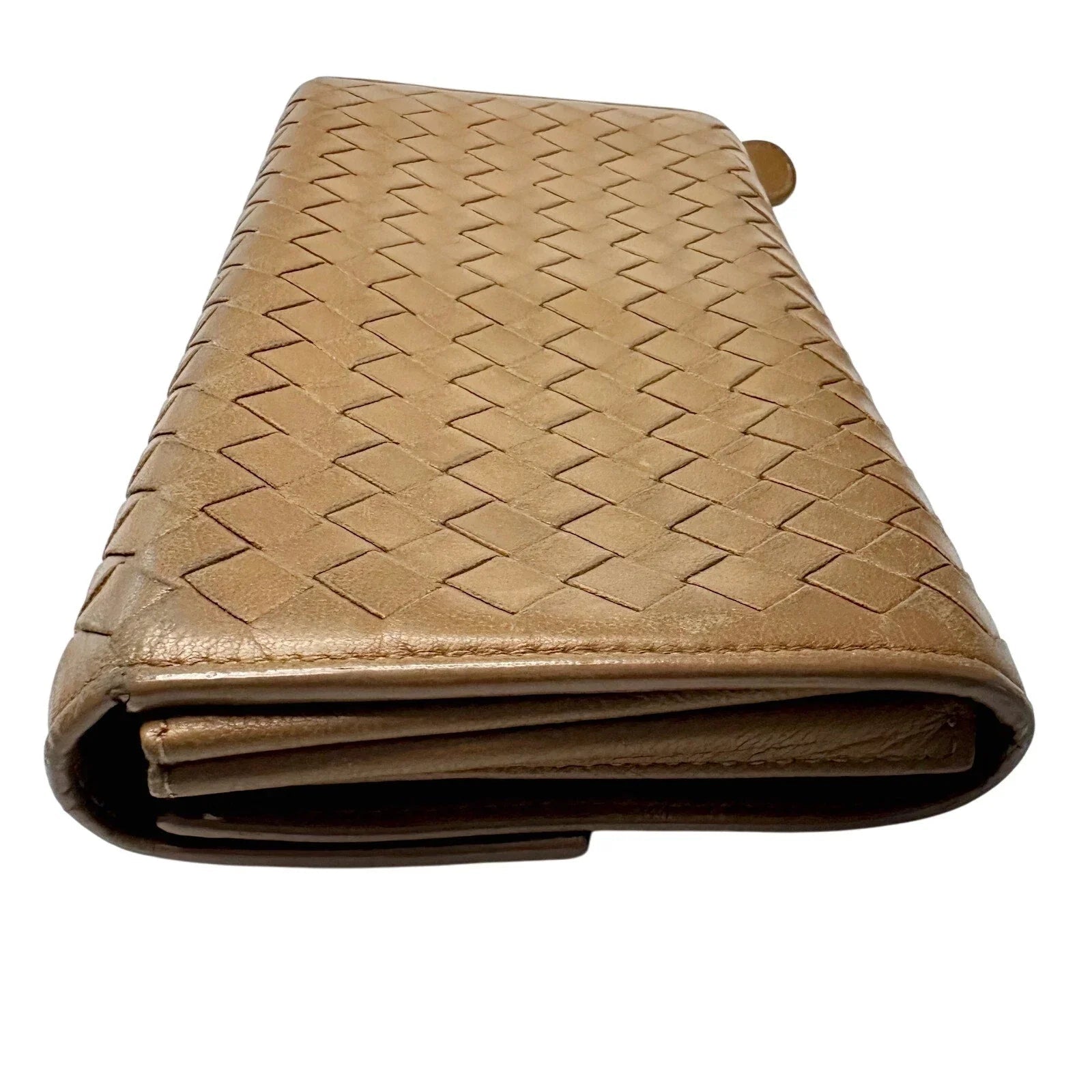 Bottega Veneta Intrecciato Woven Tan Leather Long Flap Wallet - Bottega Veneta - Women's Long Wallet - A+ Stuff