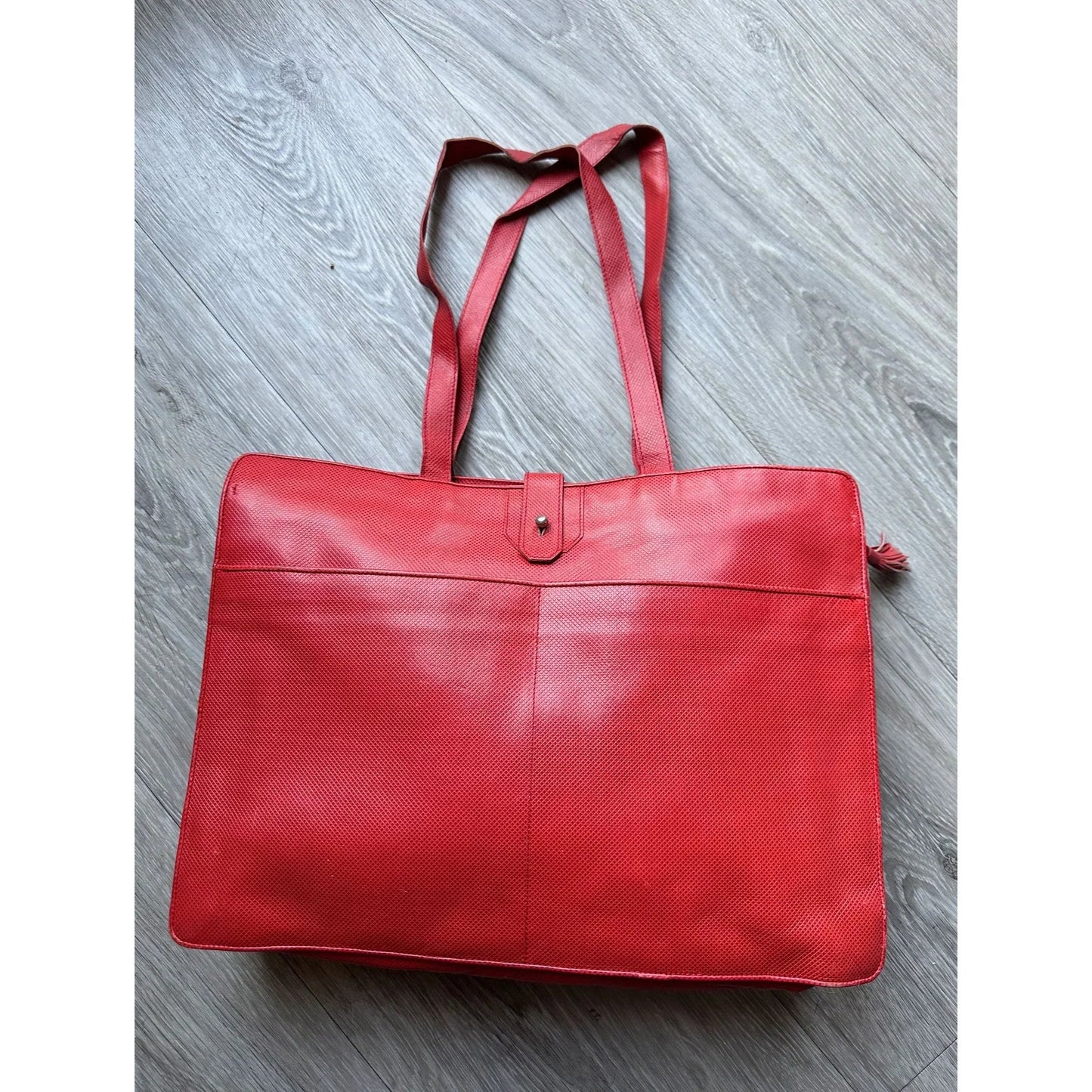Bottega Veneta Red Leather Document Tote Shoulder Bag w Black Interior - A+ Stuff