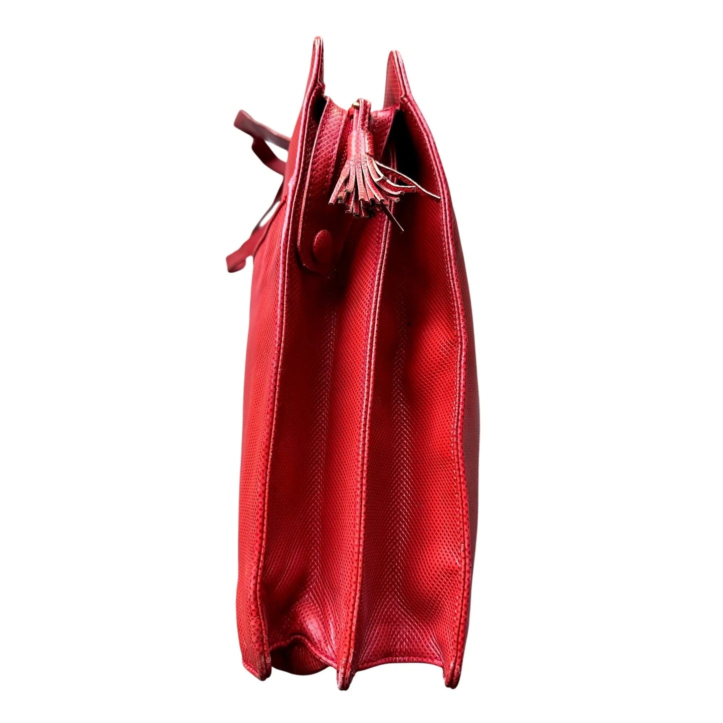 Bottega Veneta Red Leather Document Tote Shoulder Bag w Black Interior - A+ Stuff