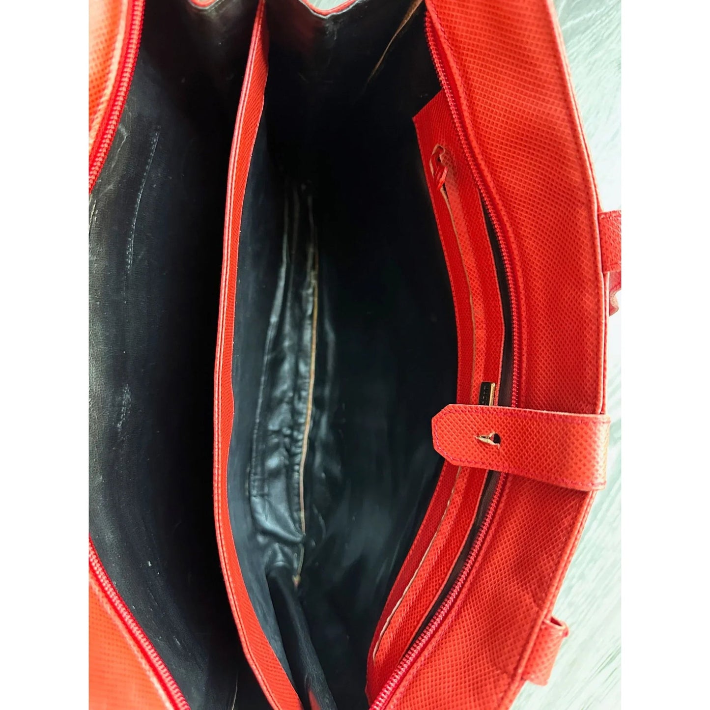 Bottega Veneta Red Leather Document Tote Shoulder Bag w Black Interior - A+ Stuff