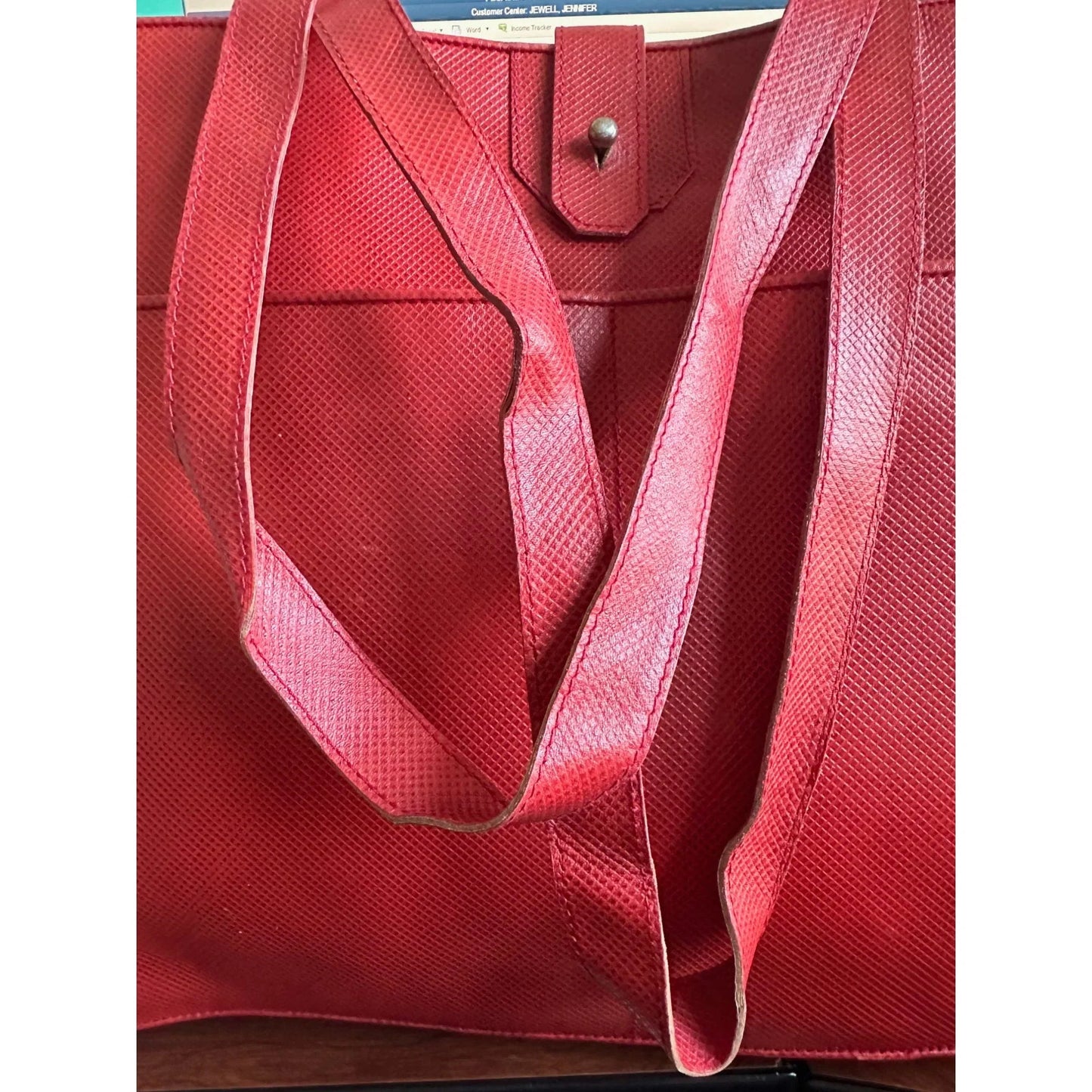 Bottega Veneta Red Leather Document Tote Shoulder Bag w Black Interior - A+ Stuff