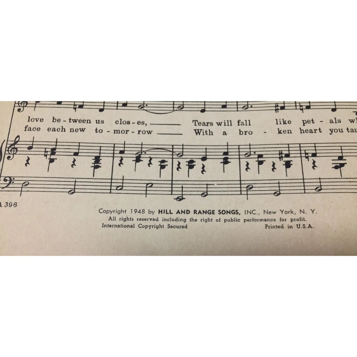 ''BOUQUET OF ROSES'' Vintage 1948 Sheet Music - A+ Stuff - sheet music - A+ Stuff