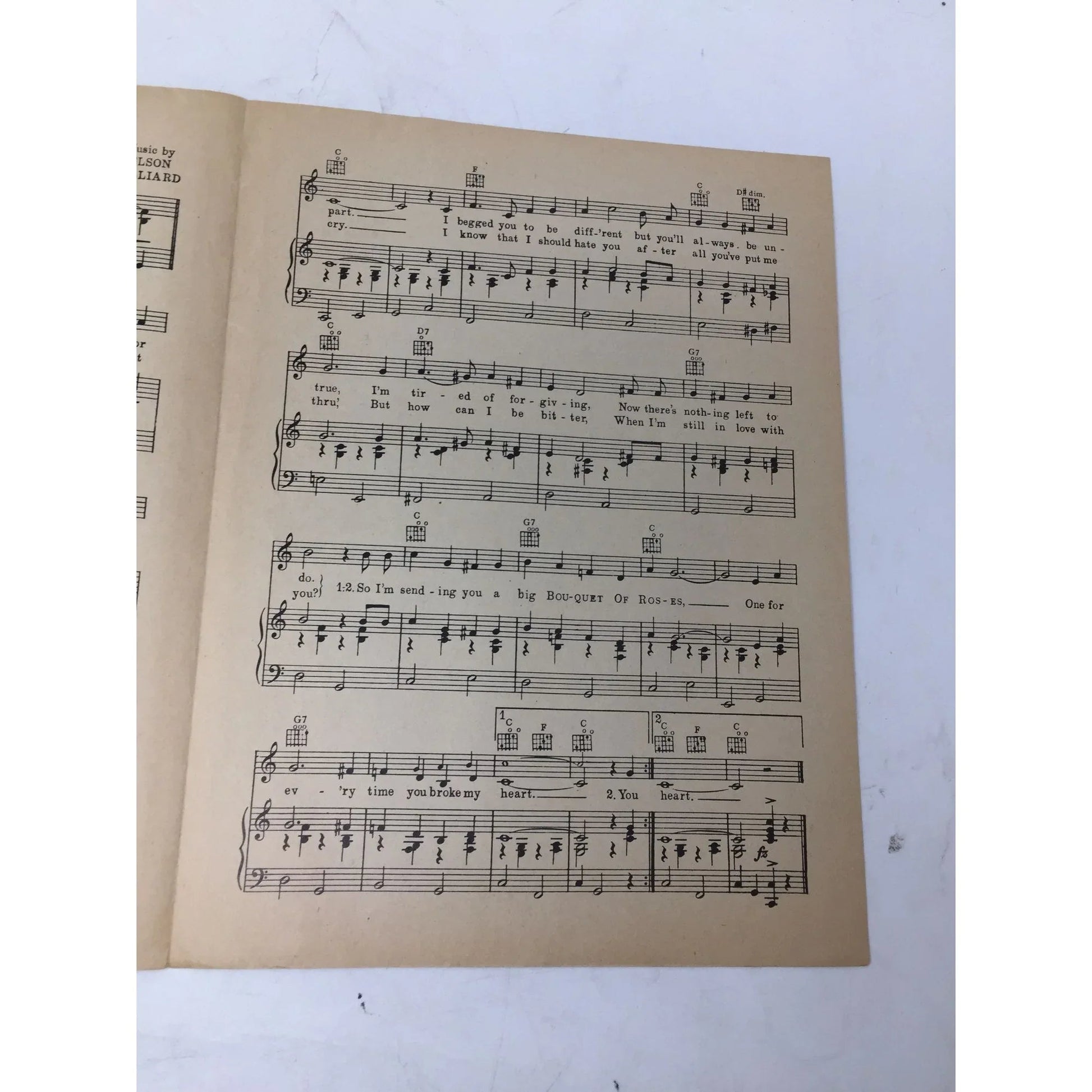 ''BOUQUET OF ROSES'' Vintage 1948 Sheet Music - A+ Stuff - sheet music - A+ Stuff