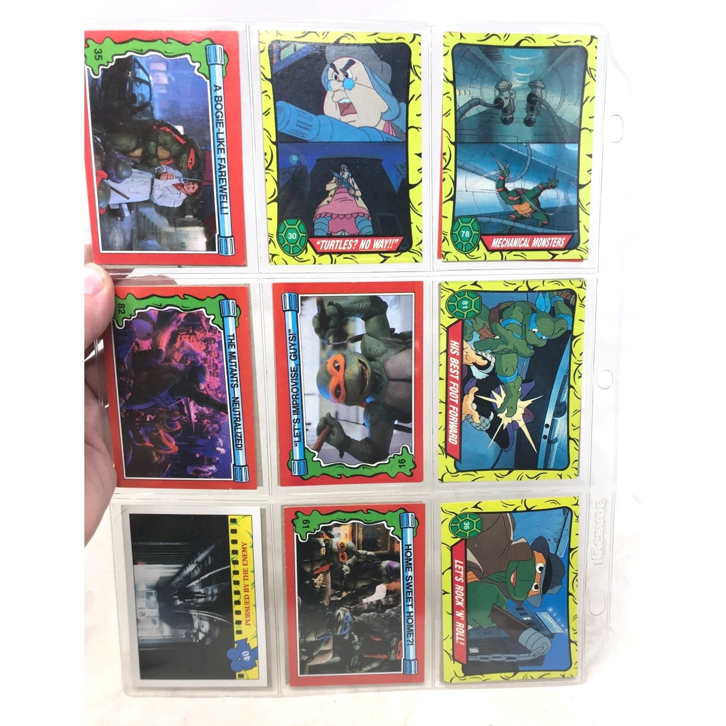TMNT Teenage Mutant Ninja Turtles Trading Cards 2 Binder Pages - Collectible Series & Movie Cards (1989-90)