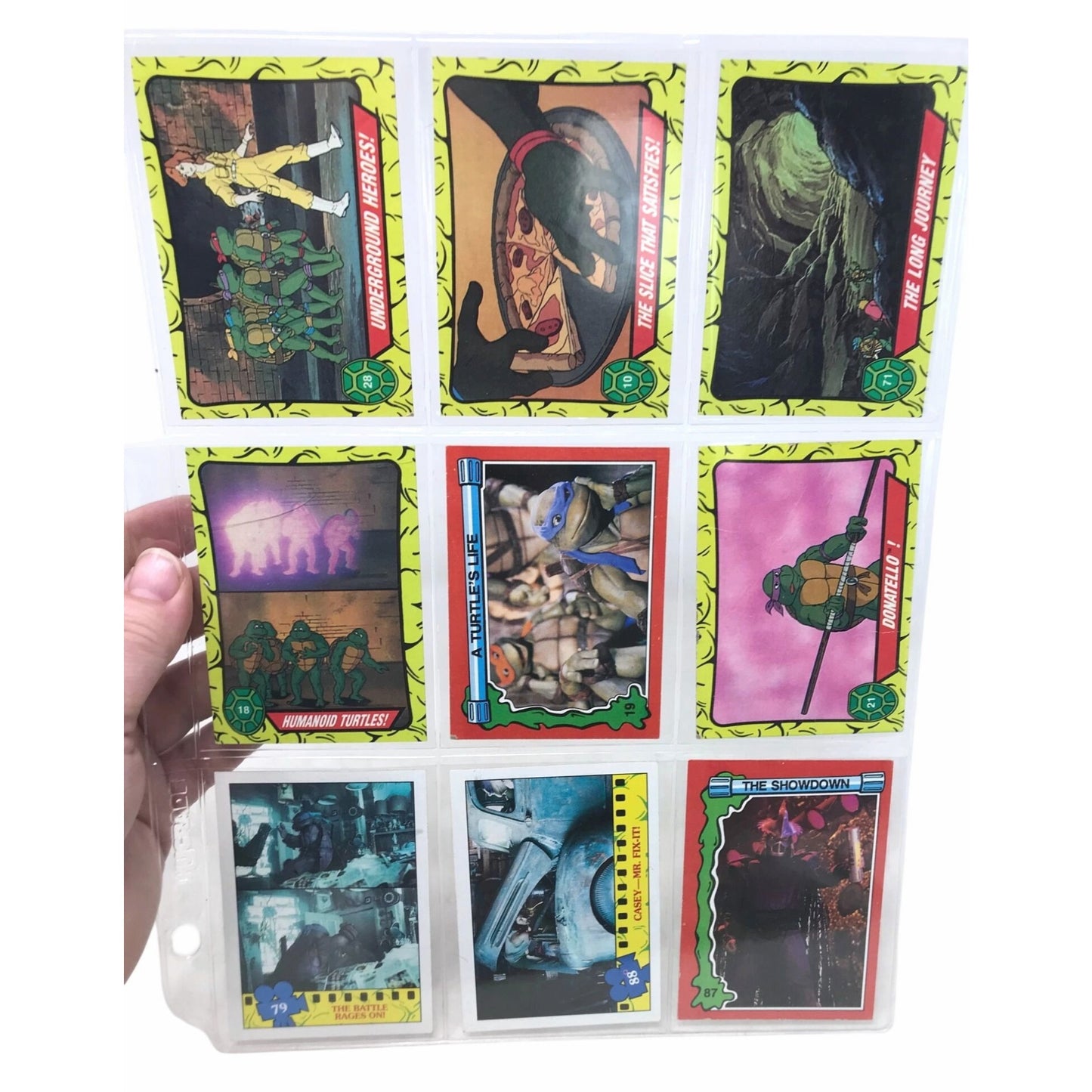 TMNT Teenage Mutant Ninja Turtles Trading Cards 2 Binder Pages - Collectible Series & Movie Cards (1989-90)