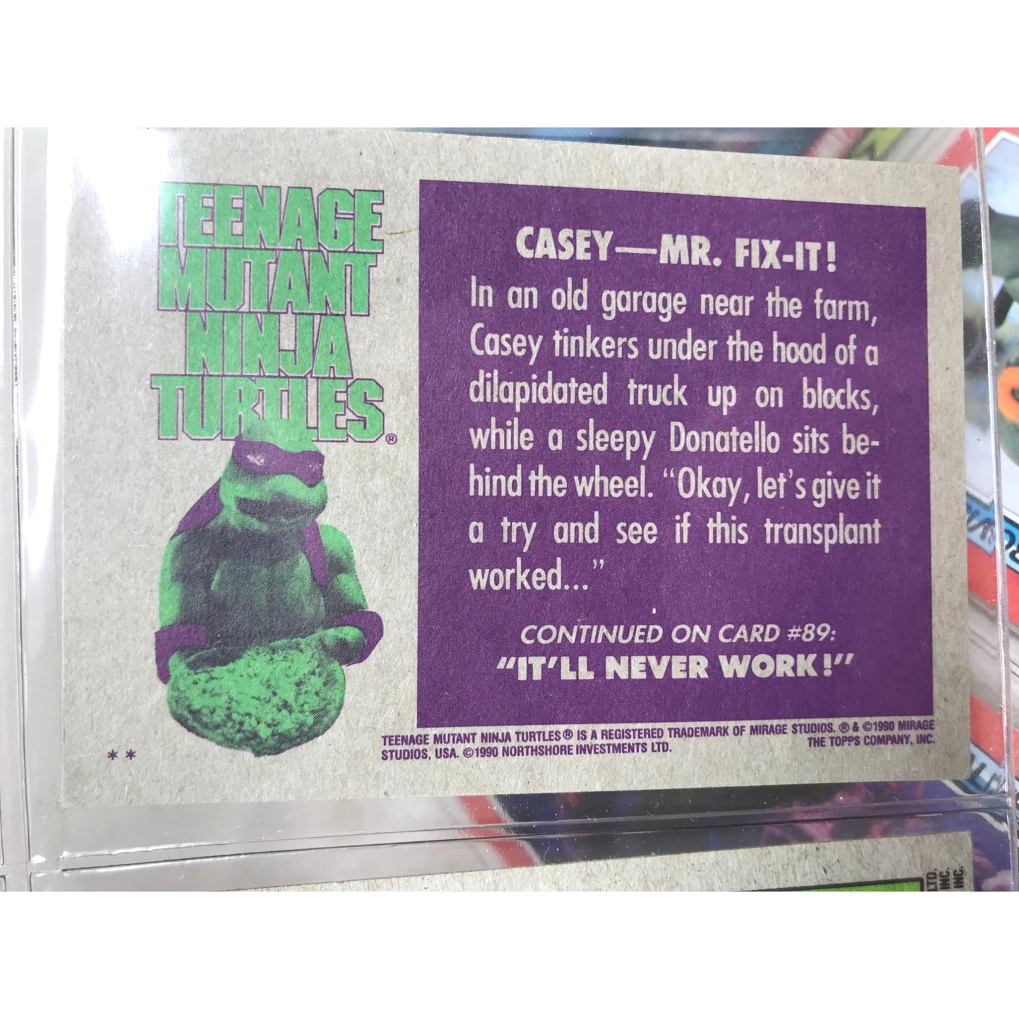 TMNT Teenage Mutant Ninja Turtles Trading Cards 2 Binder Pages - Collectible Series & Movie Cards (1989-90)
