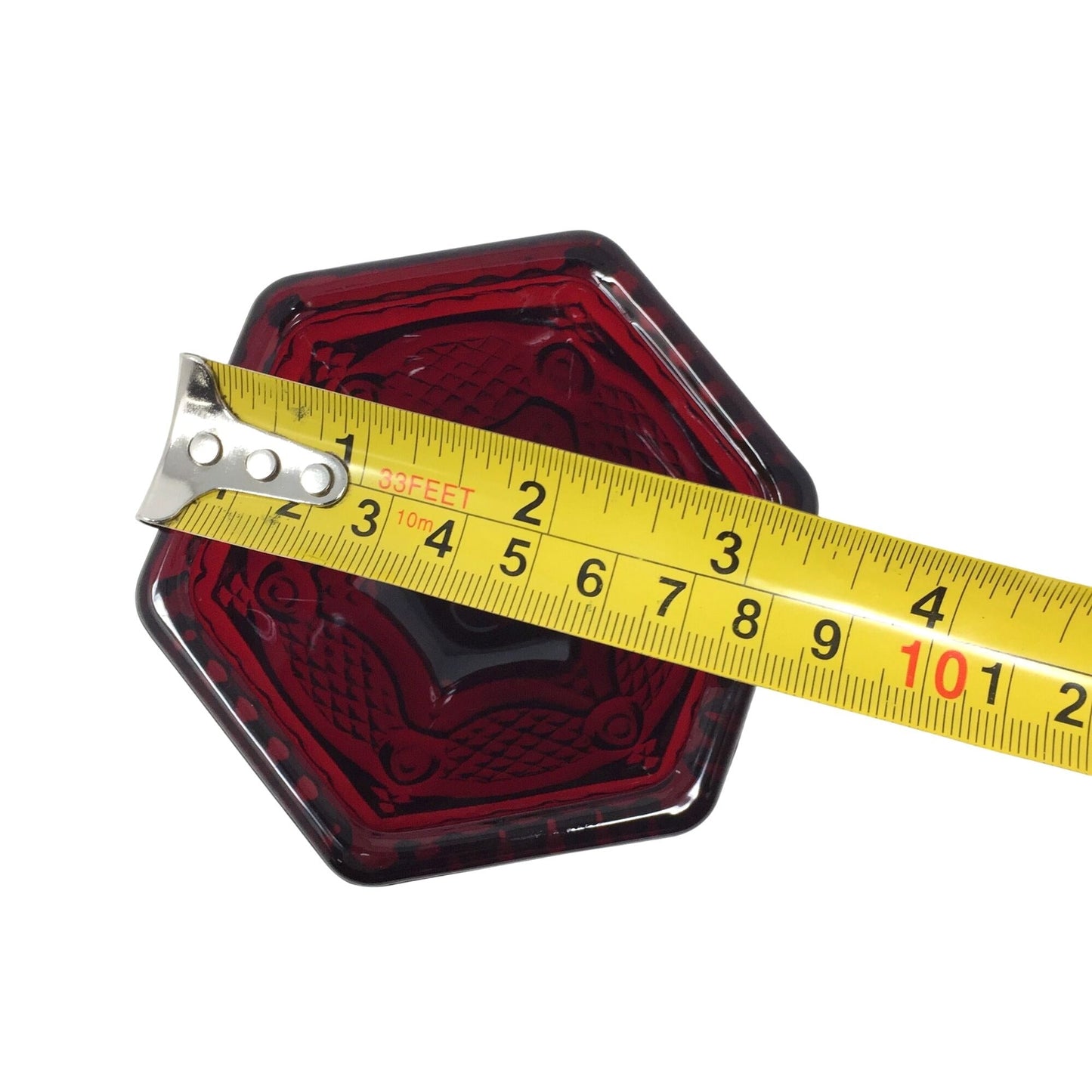 Vintage Avon 1876 Cape Cod Ruby Red Glass Candle Holder - Roman Rosette Pressed Glass Avon  A+ Stuff Candle Holders