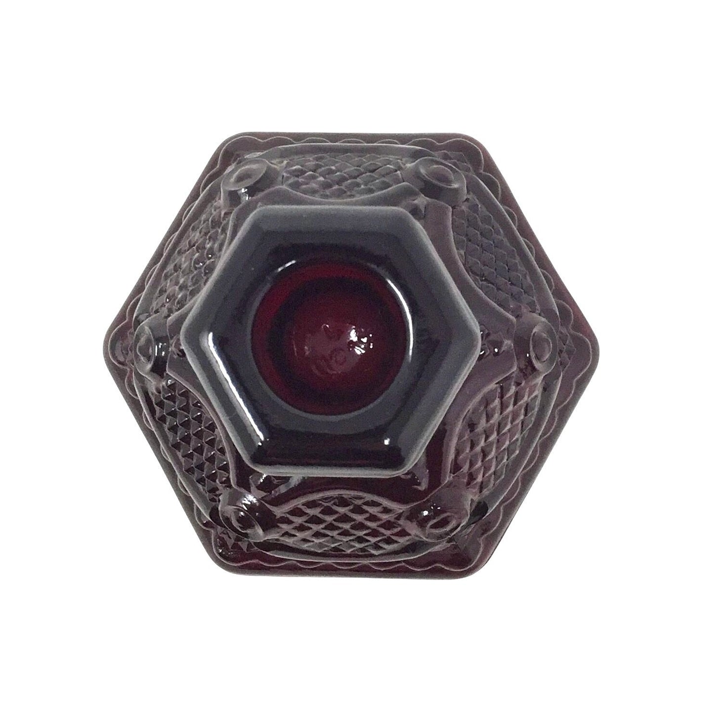 Vintage Avon 1876 Cape Cod Ruby Red Glass Candle Holder - Roman Rosette Pressed Glass Avon  A+ Stuff Candle Holders