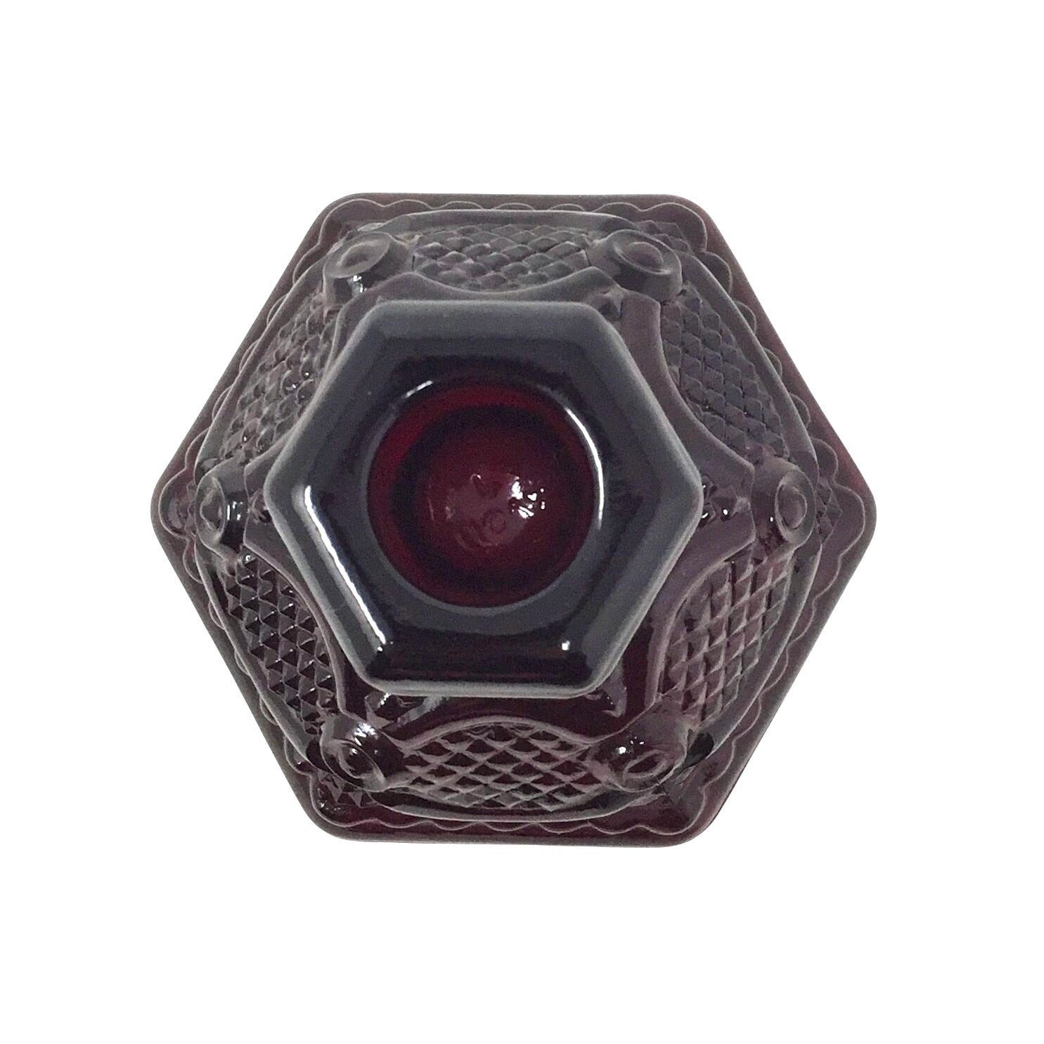 Vintage Avon 1876 Cape Cod Ruby Red Glass Candle Holder - Roman Rosette Pressed Glass Avon  A+ Stuff Candle Holders