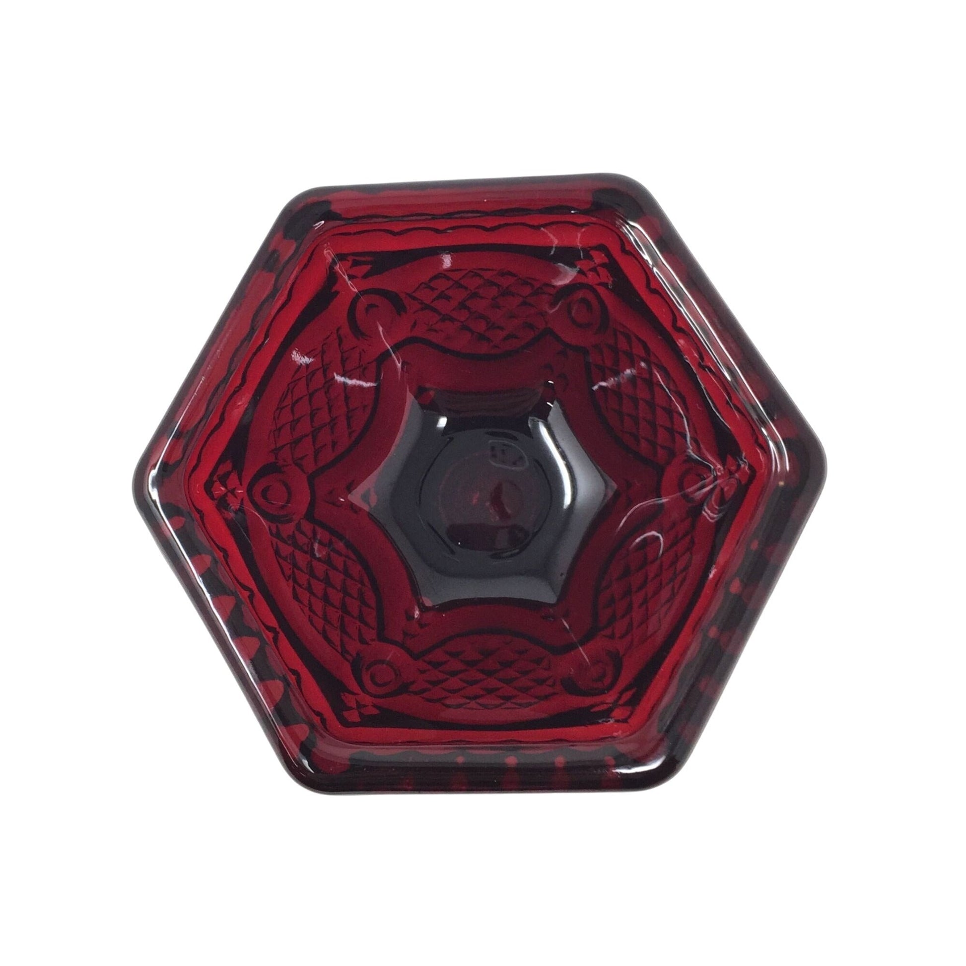 Vintage Avon 1876 Cape Cod Ruby Red Glass Candle Holder - Roman Rosette Pressed Glass Avon  A+ Stuff Candle Holders