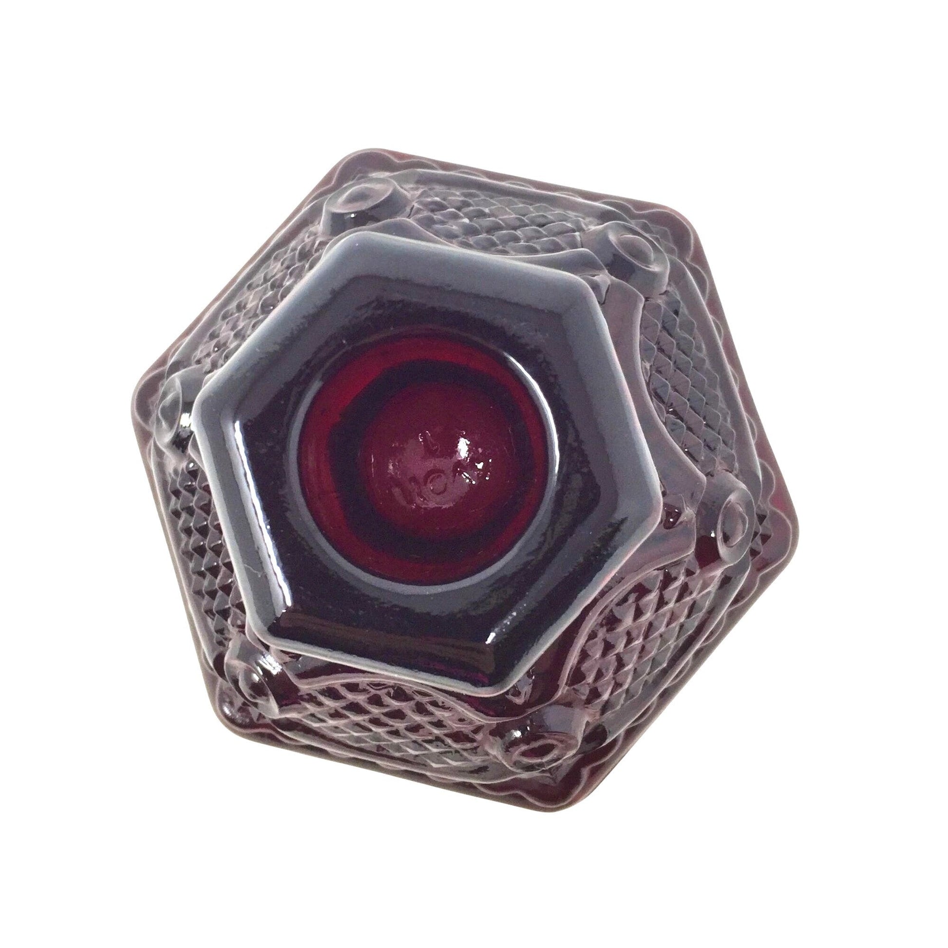 Vintage Avon 1876 Cape Cod Ruby Red Glass Candle Holder - Roman Rosette Pressed Glass Avon  A+ Stuff Candle Holders