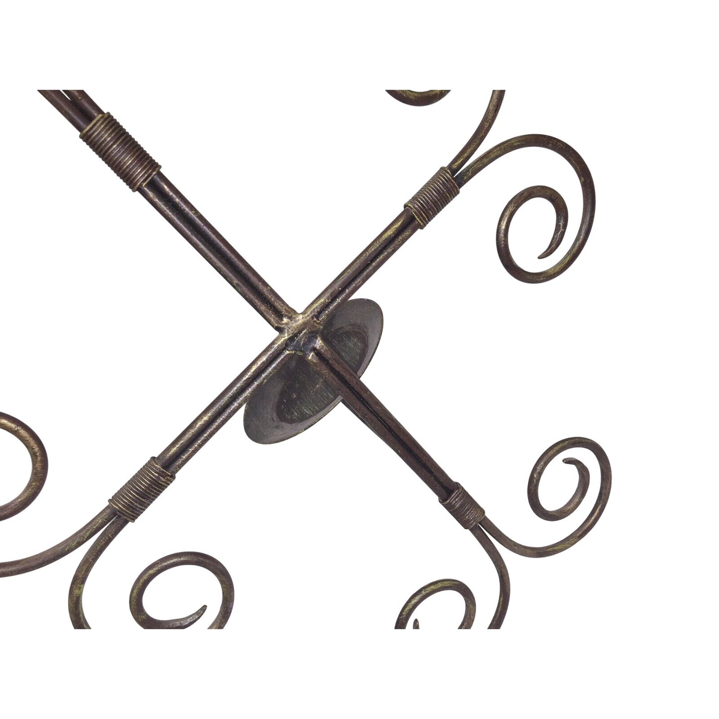 Wrought Iron Swirled Cross Pillar Candle Holder Wall Sconce