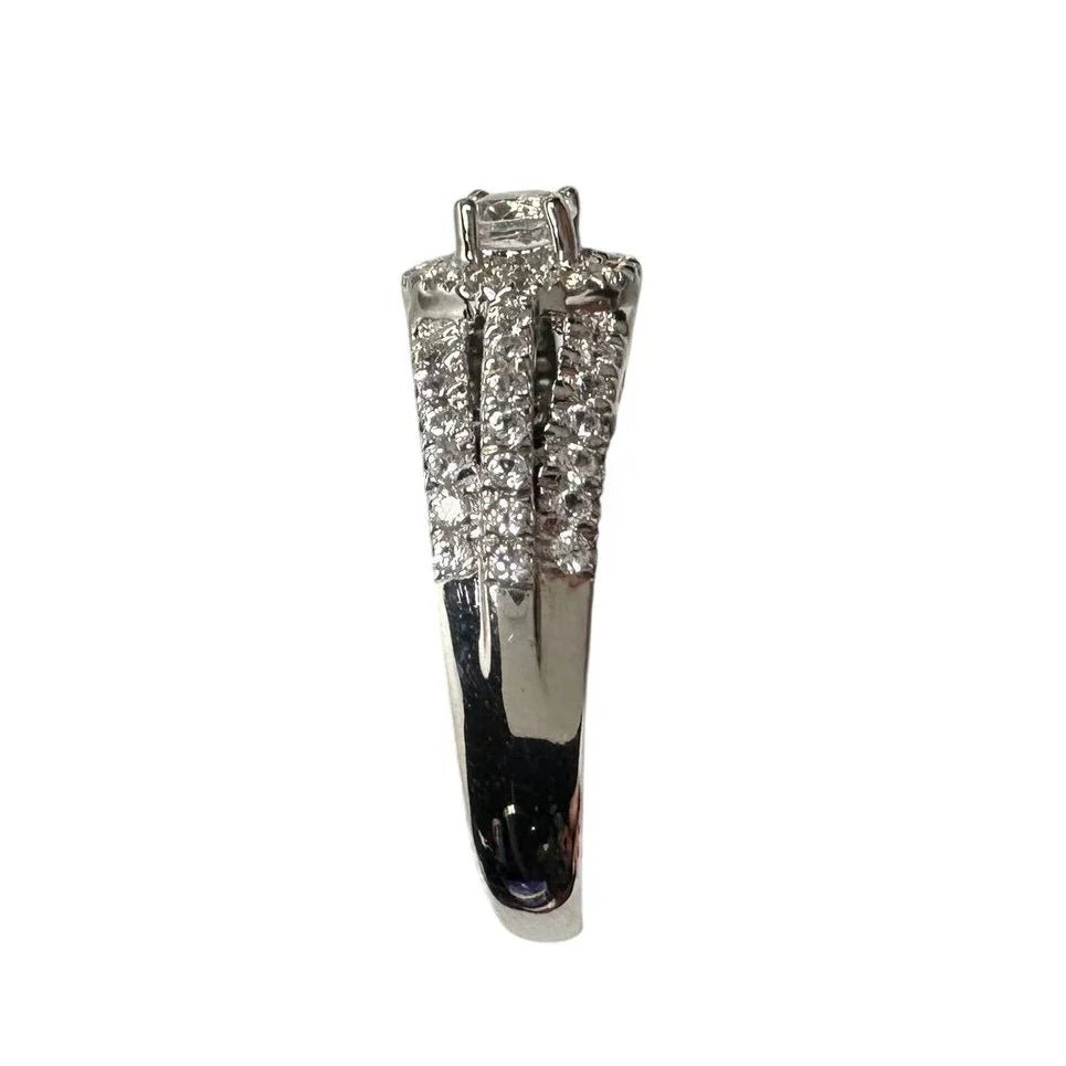 Brilliant White Topaz Split Shank Lab Created Ring Sterling Silver - Unbranded - Diamond Ring - A+ Stuff