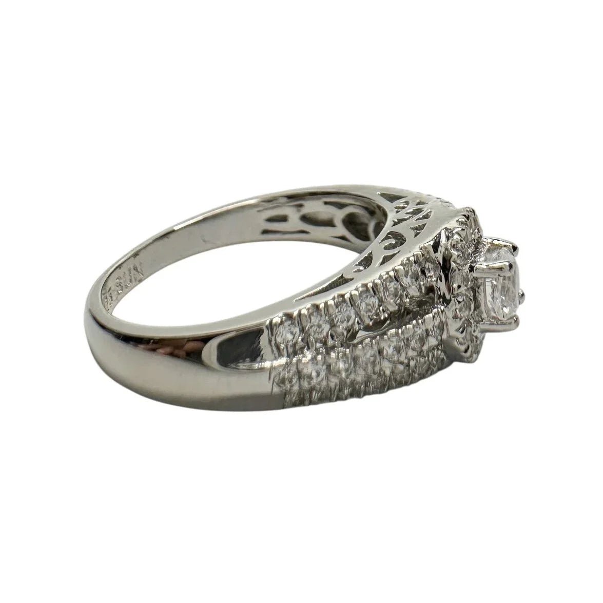 Brilliant White Topaz Split Shank Lab Created Ring Sterling Silver - Unbranded - Diamond Ring - A+ Stuff