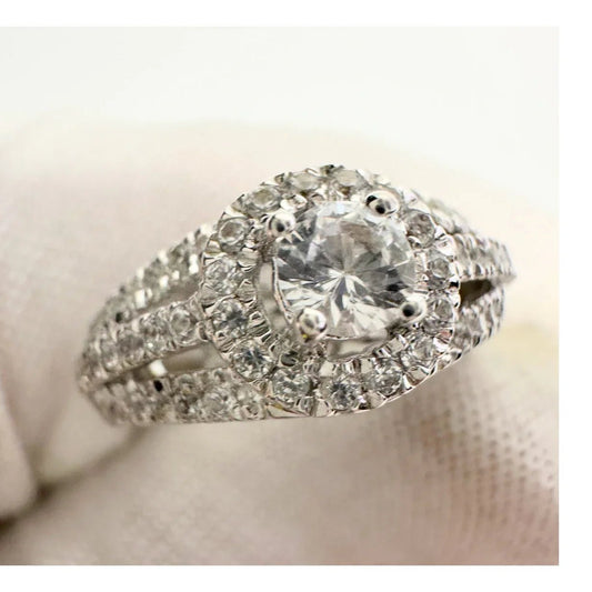 Brilliant White Topaz Split Shank Lab Created Ring Sterling Silver - Unbranded - Diamond Ring - A+ Stuff