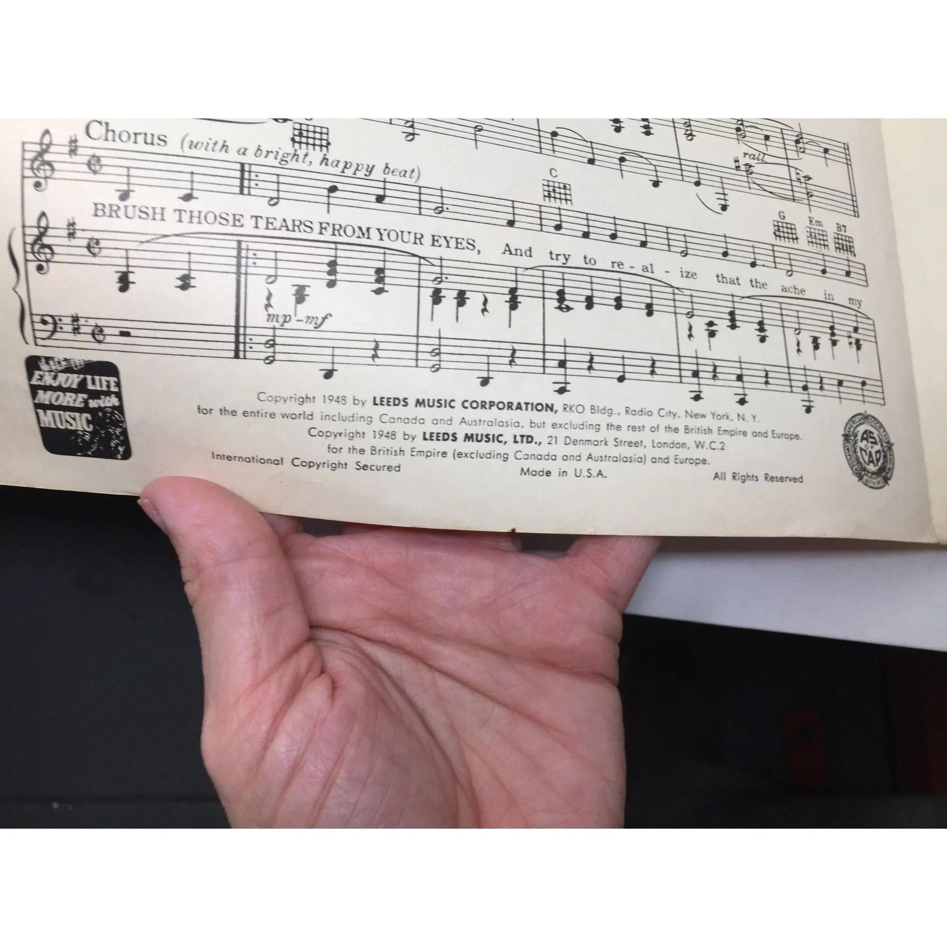 ''BRUSH THOSE TEARS FROM YOUR EYES'' - A+ Stuff - SHEET MUSIC - A+ Stuff