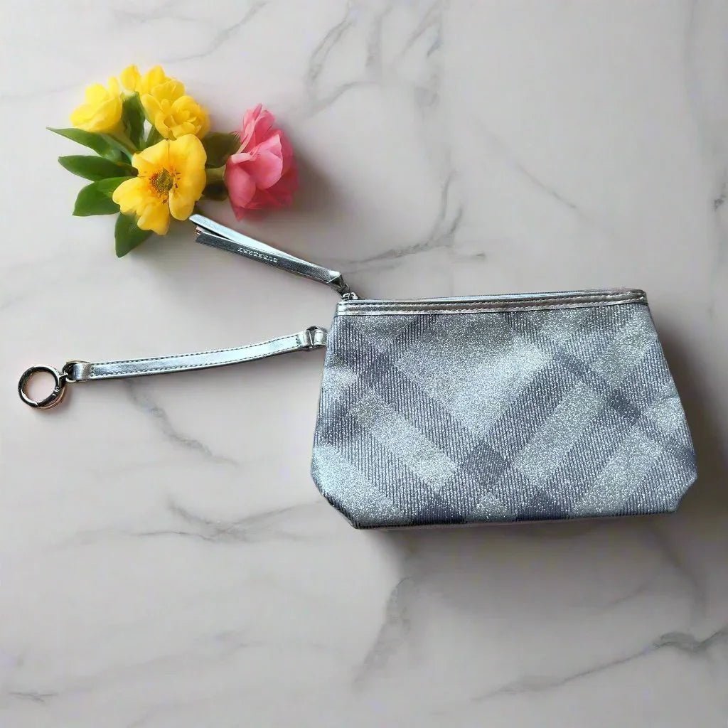 Burberry Beauty VIP Gray and White Check Cosmetic Pouch with Package - Burberry - Cosmetic & Toiletry Bags - A+ Stuff