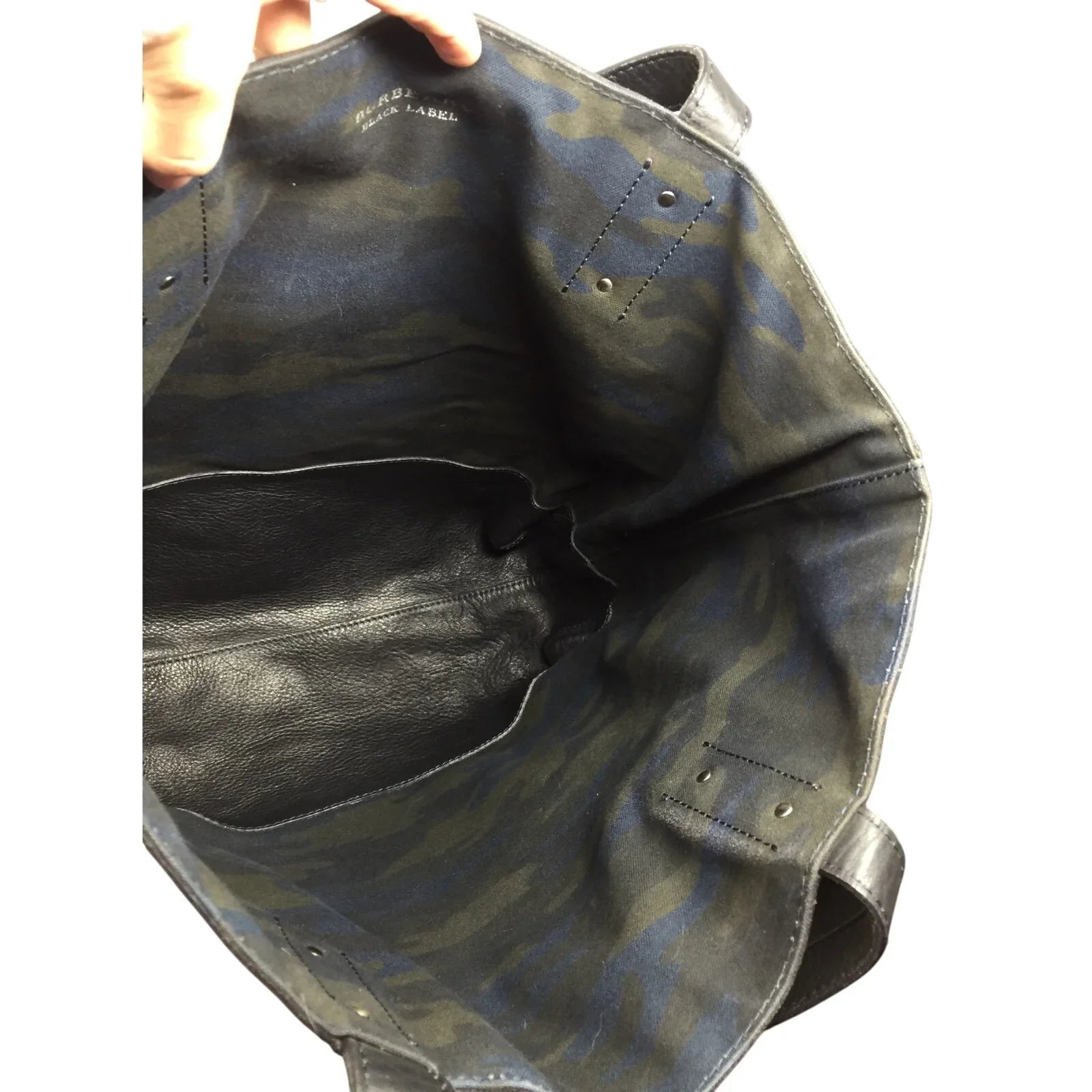 Burberry Black Label Reversible (Camo) Black Leather Tote with Pouch - Burberry - Tote Bag - A+ Stuff