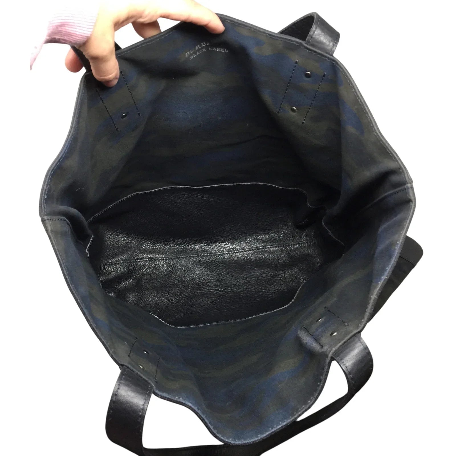 Burberry Black Label Reversible (Camo) Black Leather Tote with Pouch - Burberry - Tote Bag - A+ Stuff