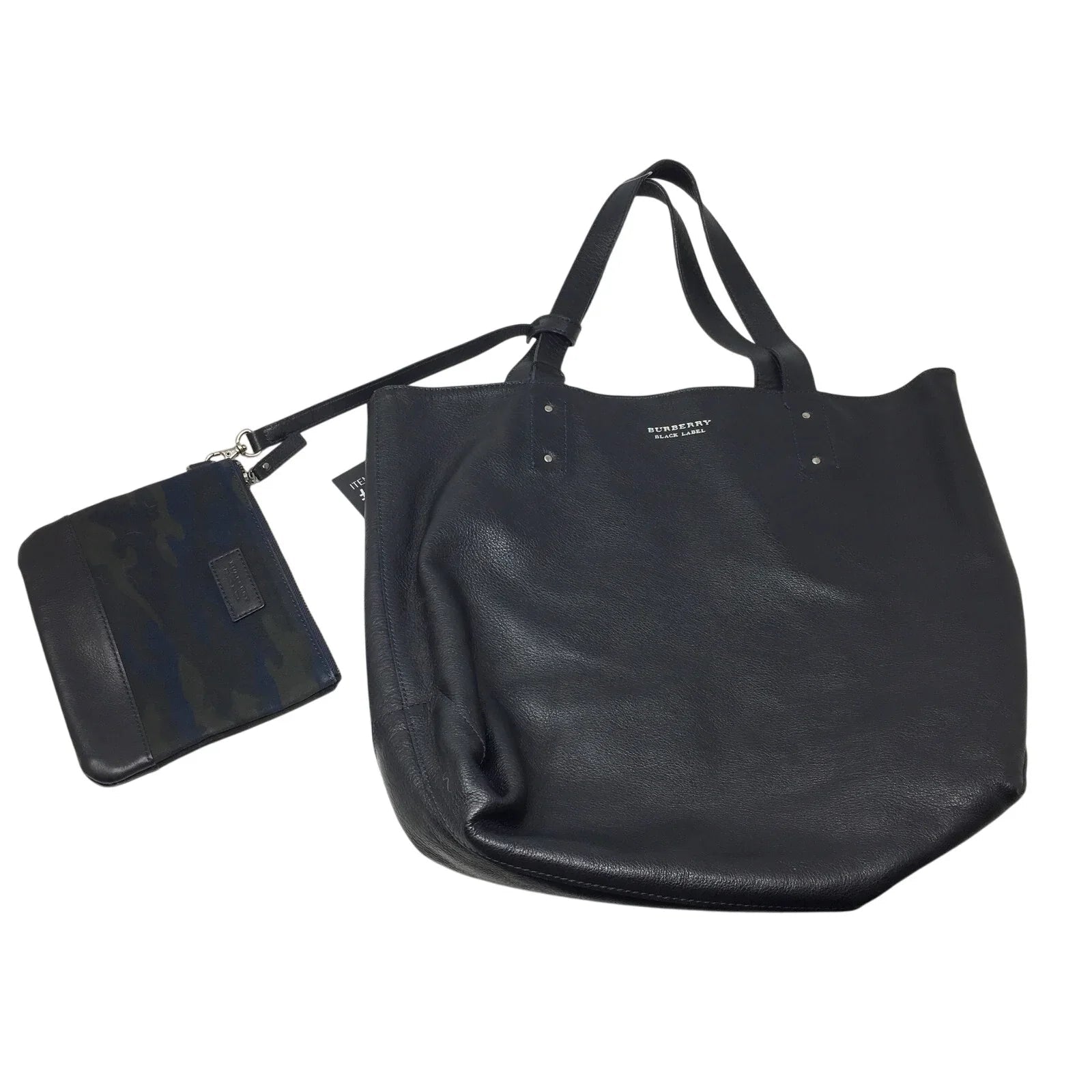 Burberry Black Label Reversible (Camo) Black Leather Tote with Pouch - Burberry - Tote Bag - A+ Stuff