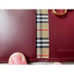 Burberry Burgundy Leather Key Holder with Nova Check Accents - Burberry - Keyholder - A+ Stuff