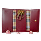 Burberry Burgundy Leather Key Holder with Nova Check Accents - Burberry - Keyholder - A+ Stuff