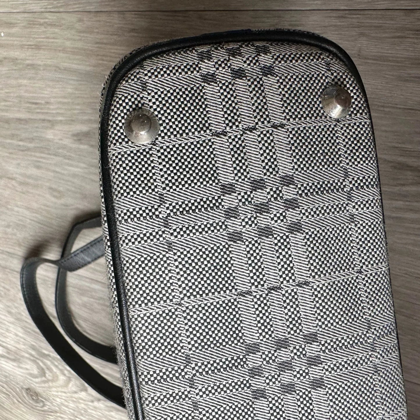 Burberry  Gray Nova Check Satchel/ Tote with Black Leather Buckled Handles - A+ Stuff