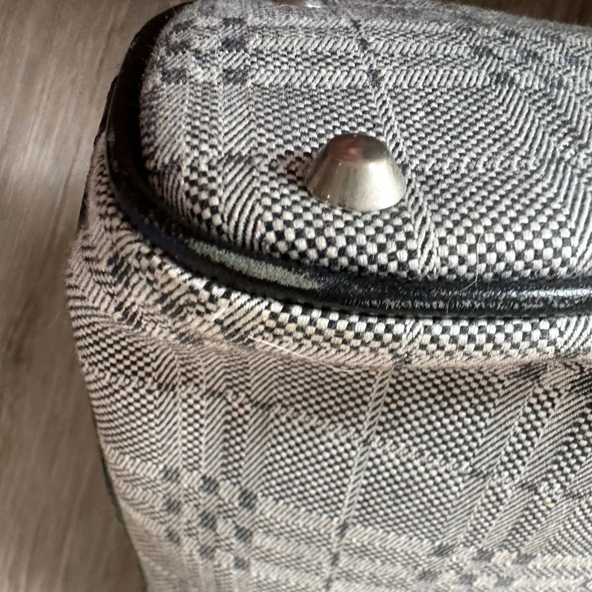 Burberry  Gray Nova Check Satchel/ Tote with Black Leather Buckled Handles - A+ Stuff