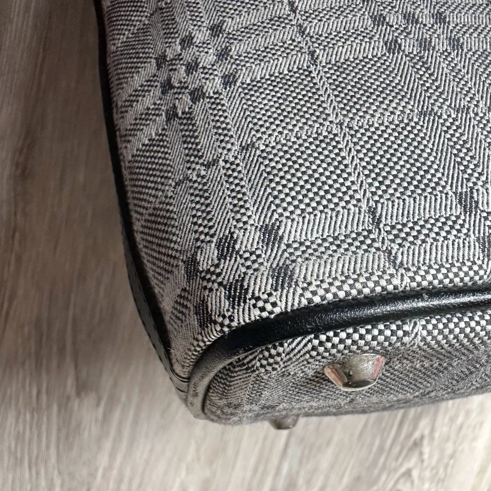 Burberry  Gray Nova Check Satchel/ Tote with Black Leather Buckled Handles - A+ Stuff
