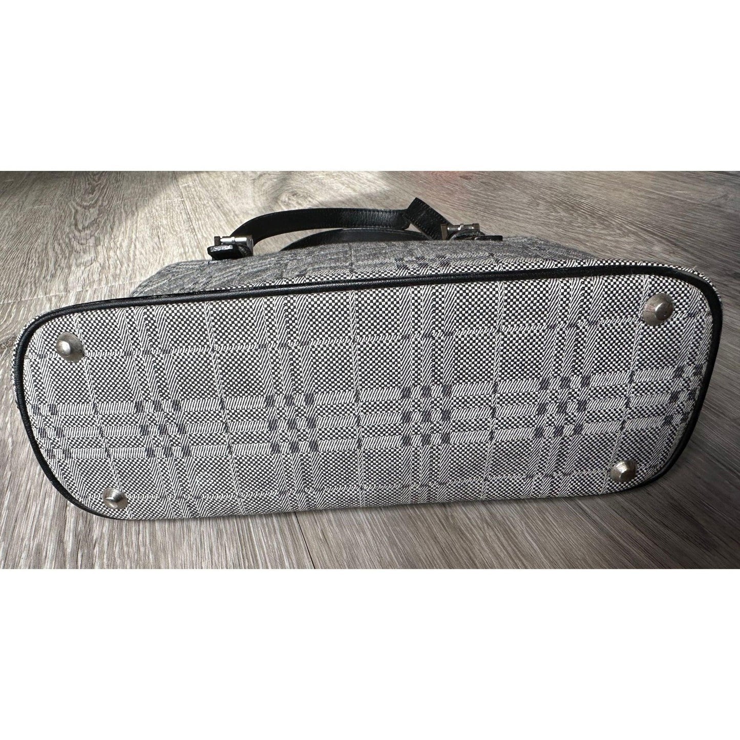 Burberry  Gray Nova Check Satchel/ Tote with Black Leather Buckled Handles - A+ Stuff