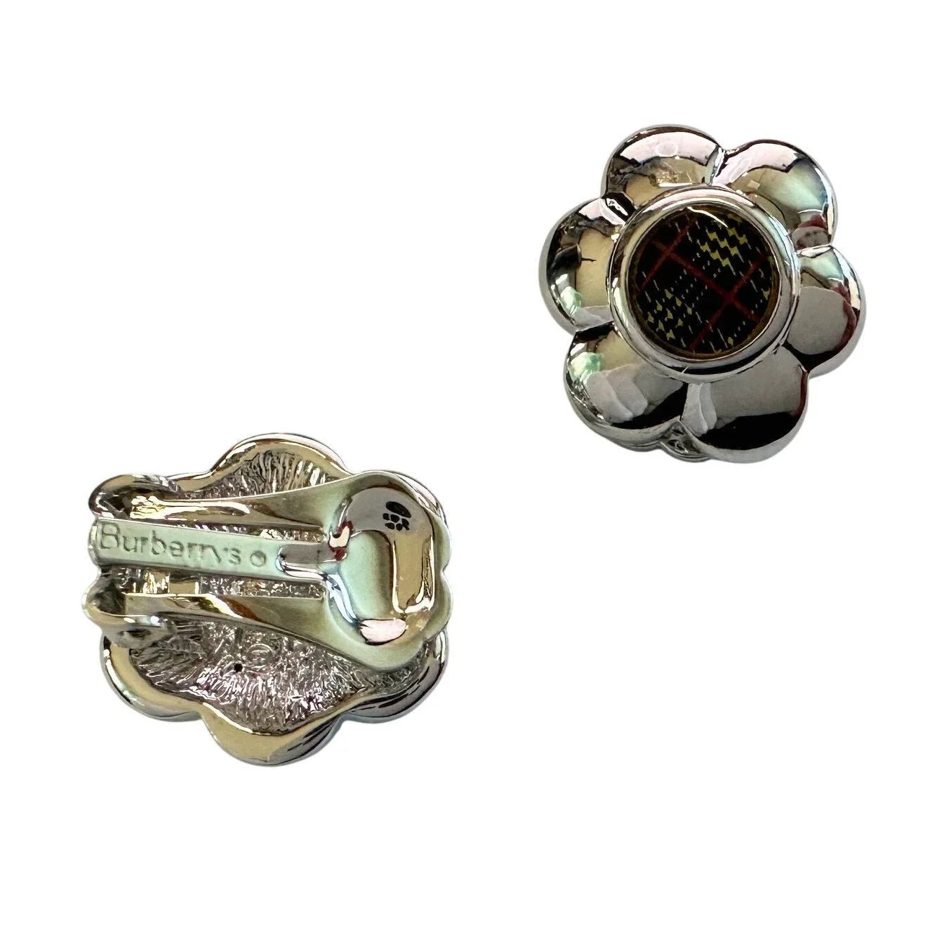 Burberry Nova Check Flower Clip - On Earrings - Vintage Burberrys - Burberry - Clip - On Earrings - A+ Stuff