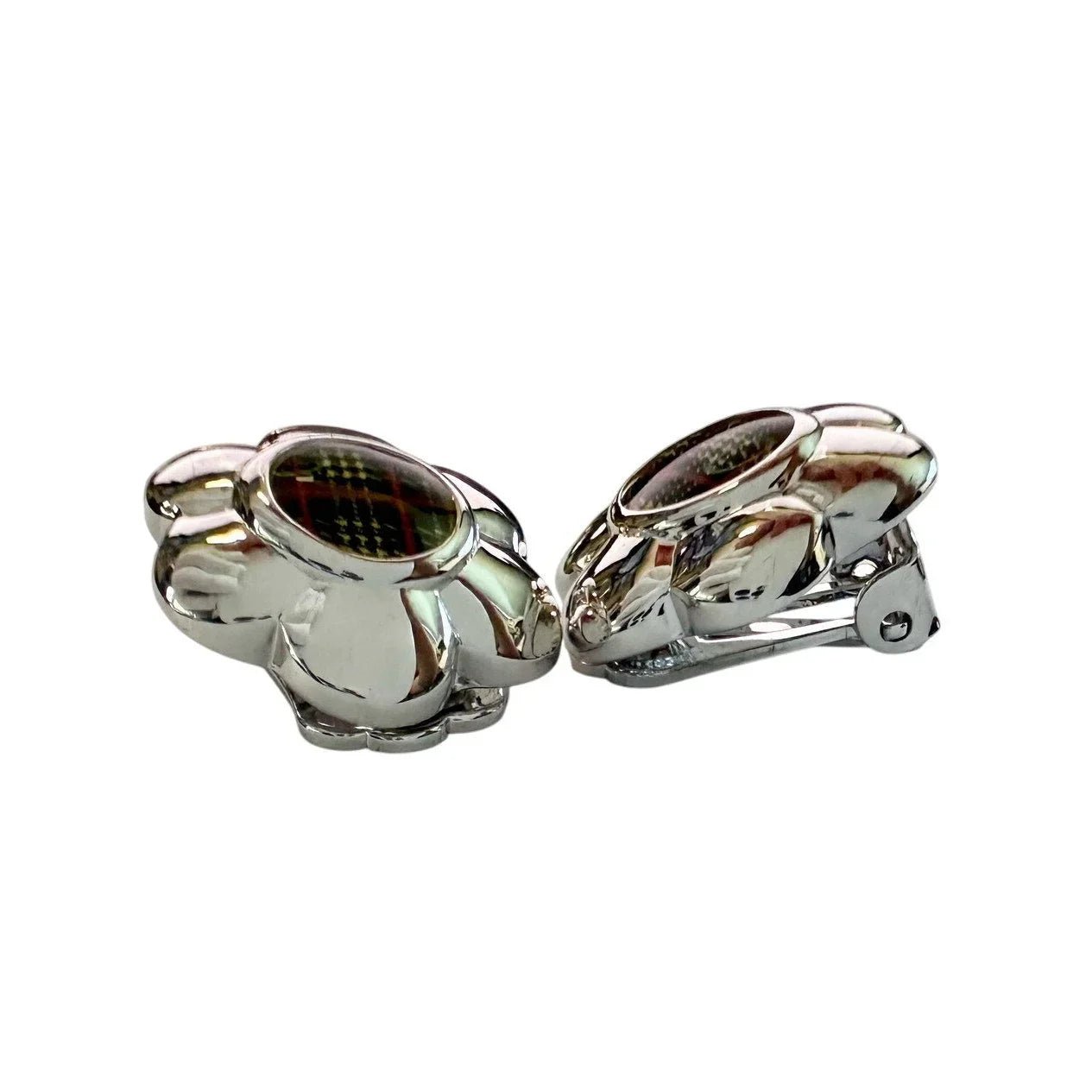 Burberry Nova Check Flower Clip - On Earrings - Vintage Burberrys - Burberry - Clip - On Earrings - A+ Stuff