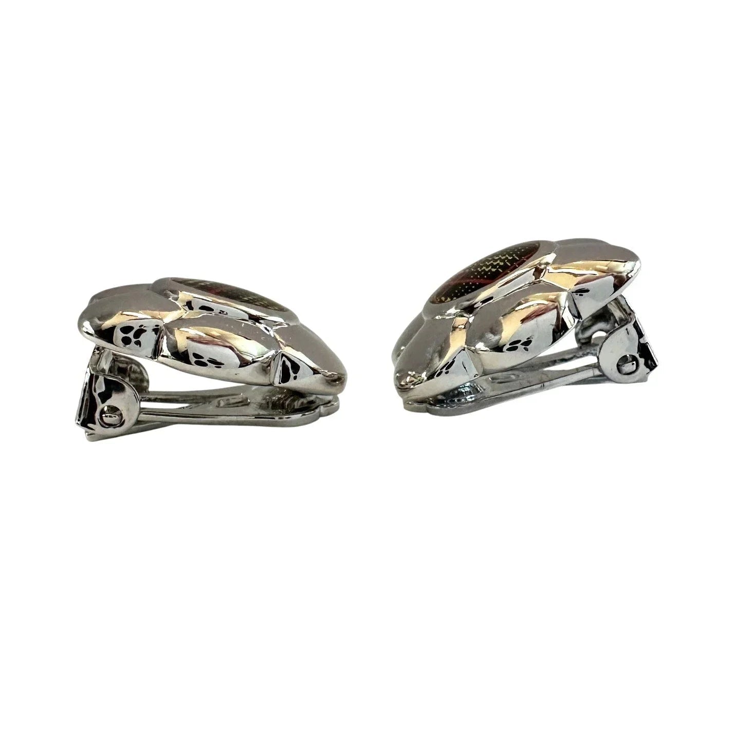 Burberry Nova Check Flower Clip - On Earrings - Vintage Burberrys - Burberry - Clip - On Earrings - A+ Stuff