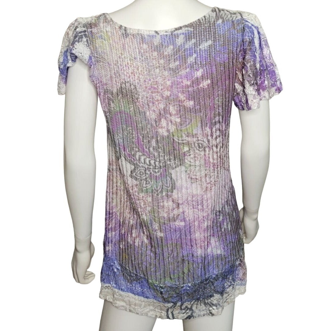 Women's Purple and White Tee Shirt with rhinestones