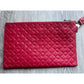 Versace Large Red Logo Print Leather Wristlet Clutch