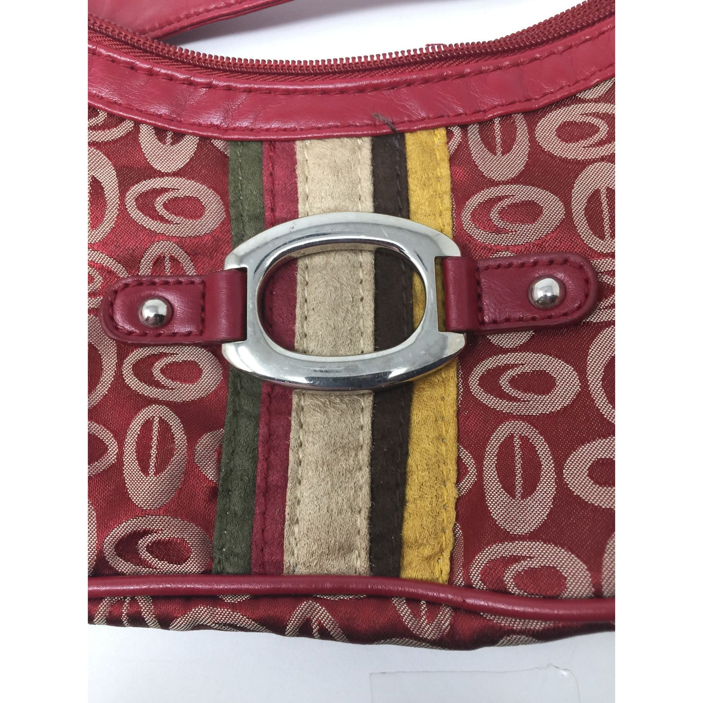 Womens Polyester Small Red Zippered Purse with Handle/Strap